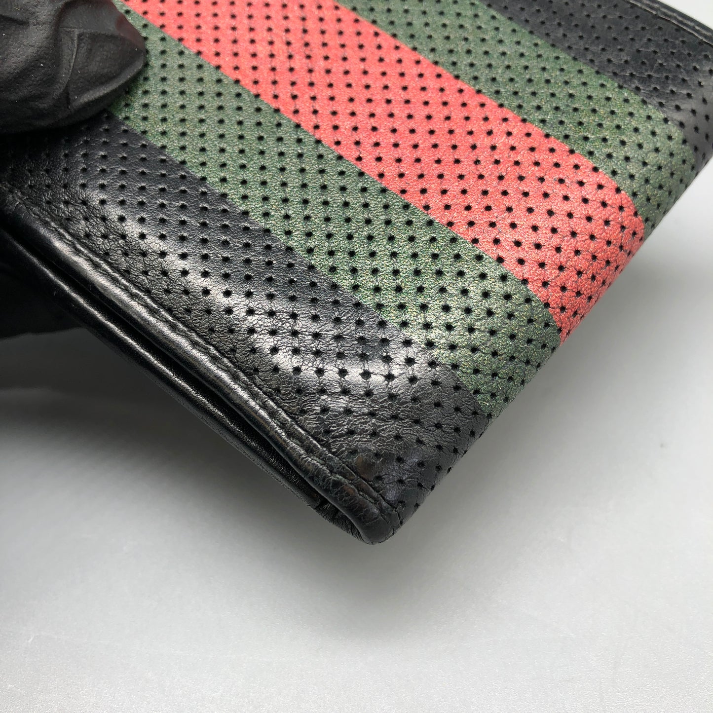 Gucci Black/Green/Red Web Stripe Bifold Wallet