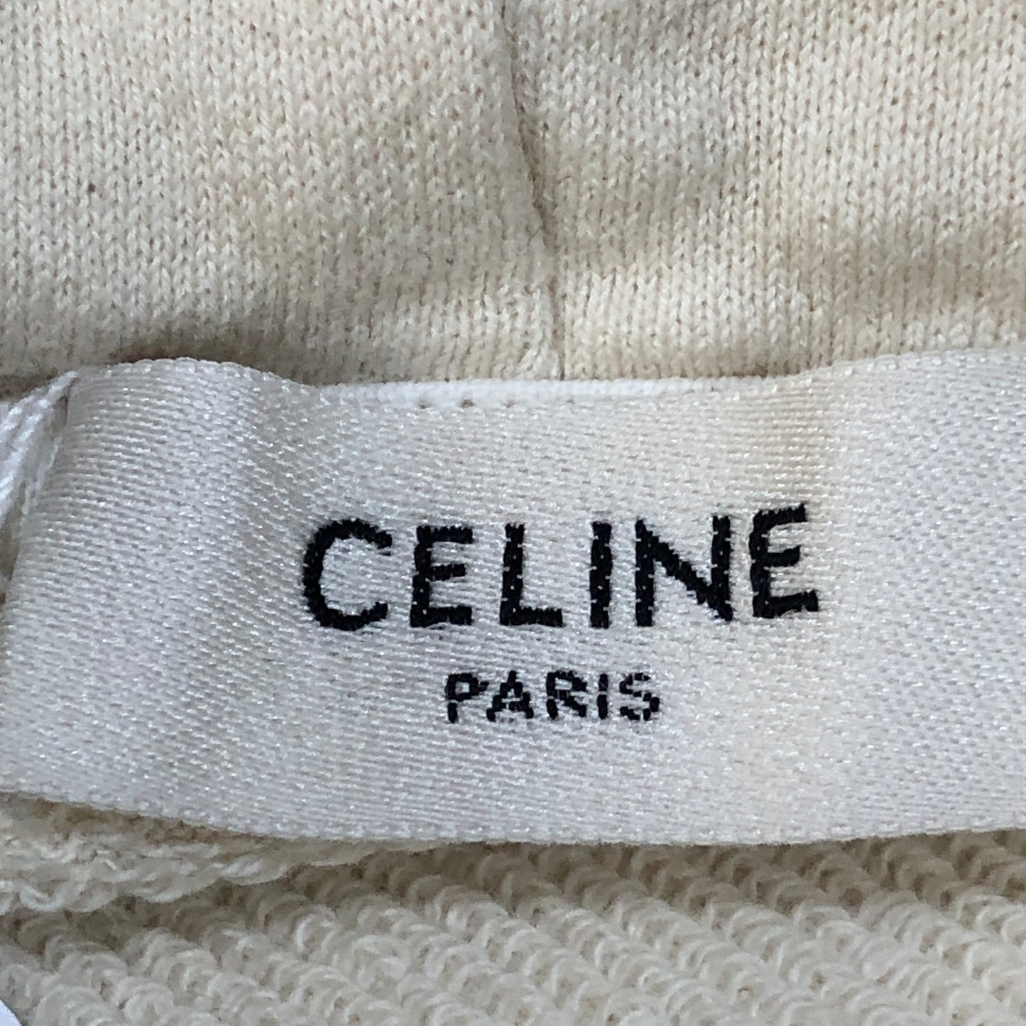 Celine Beige Triomphe Logo Hoodie Size M