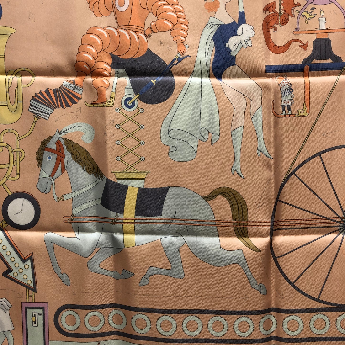 Hermes NWT Silk Square Scarf Multi-Color Printed 90*90