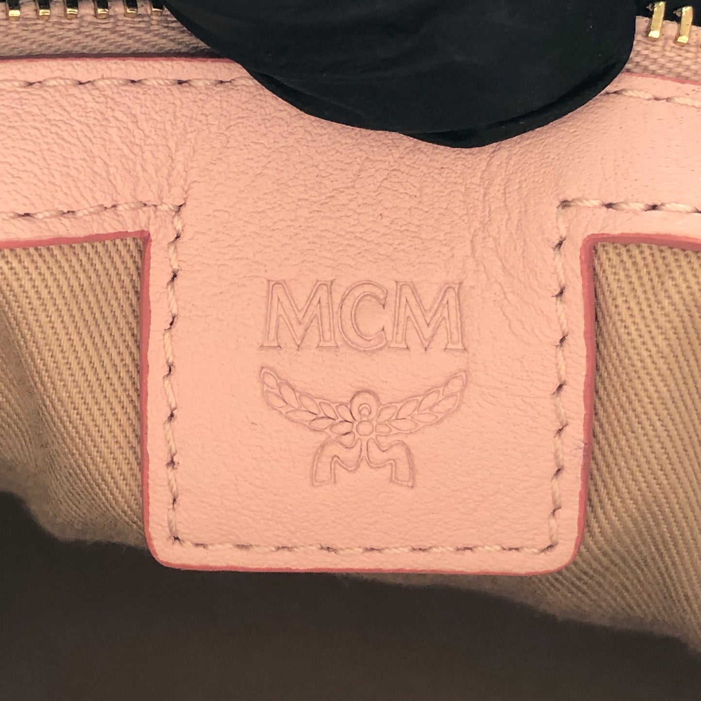 MCM Pink Visetos Print Drawstring Bucket Bag