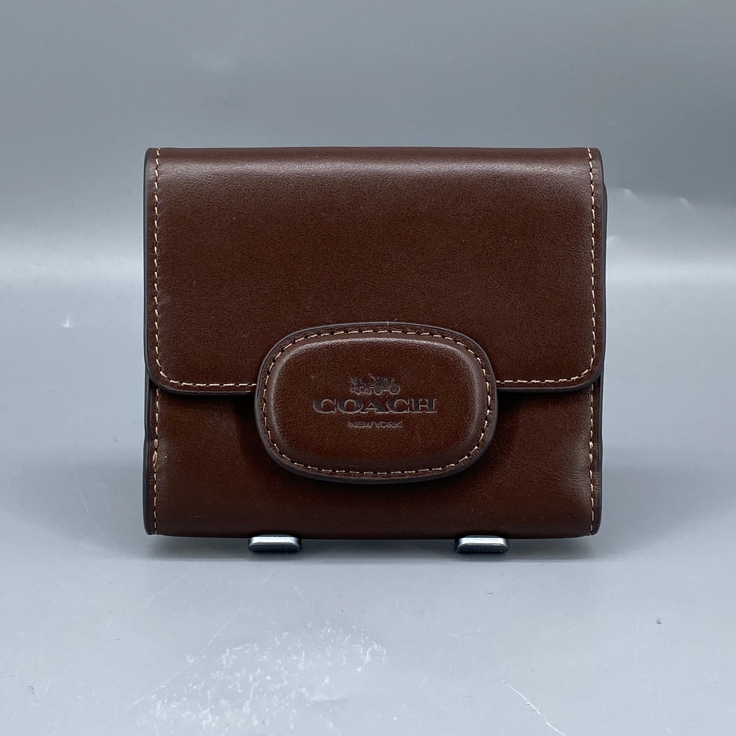 Coach Deep Brown Smooth Leather Flip Card Wallet