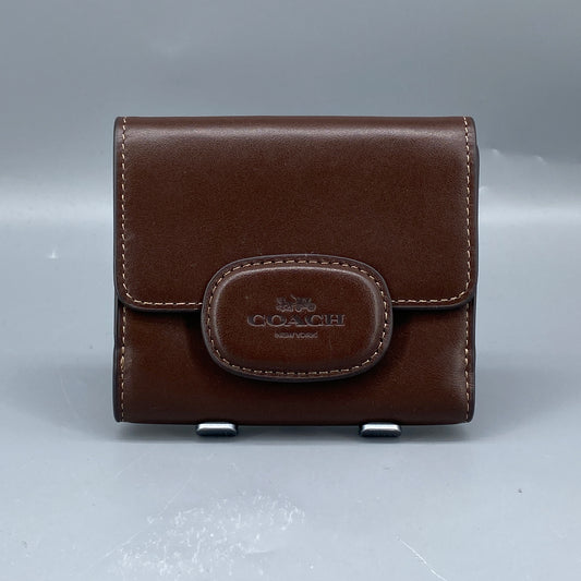 Coach Deep Brown Smooth Leather Flip Card Wallet