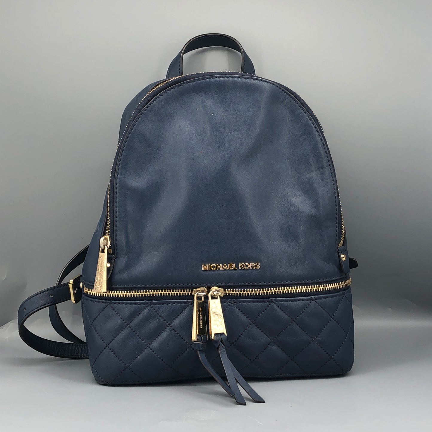 Michael Kors Quilted Leather Backpack Navy