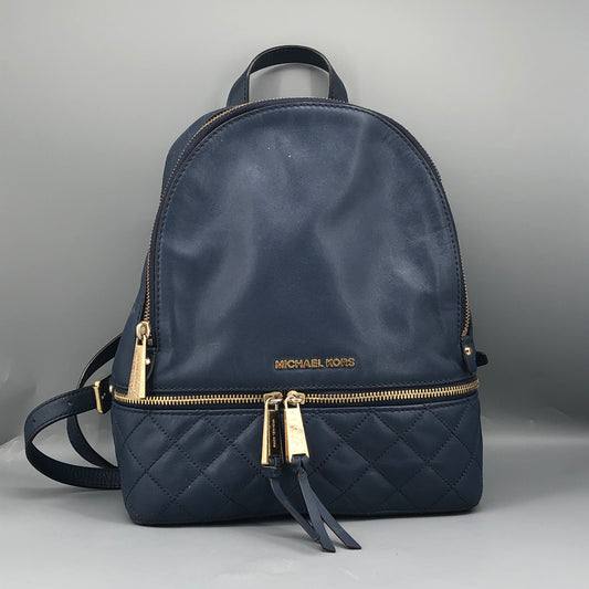 Michael Kors Quilted Leather Backpack Navy