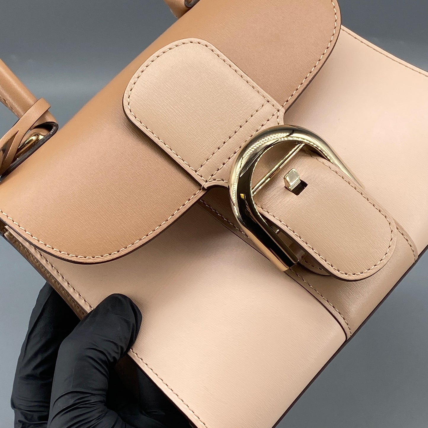 Delvaux Brilliant Nude Smooth Leather Top Handle Bag