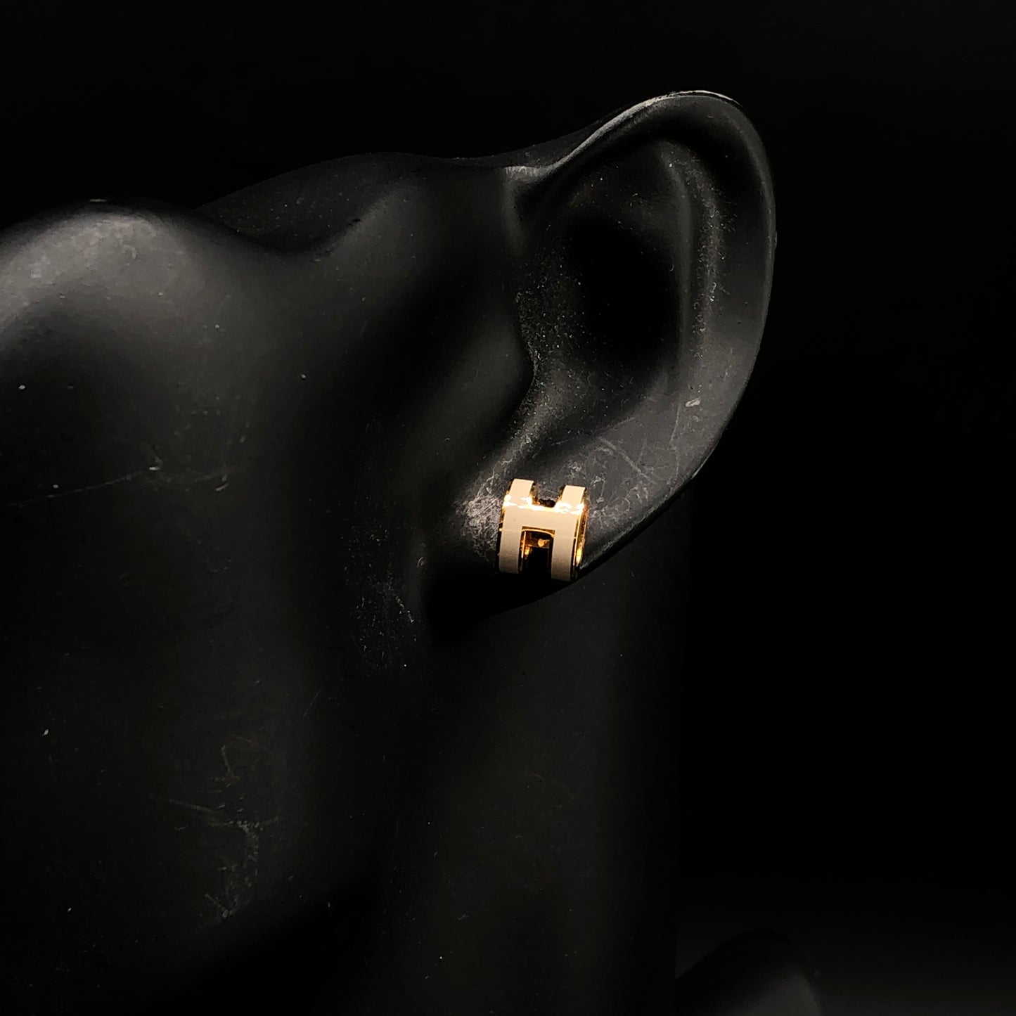 Hermes Etoupe H Enamel Stud Earrings