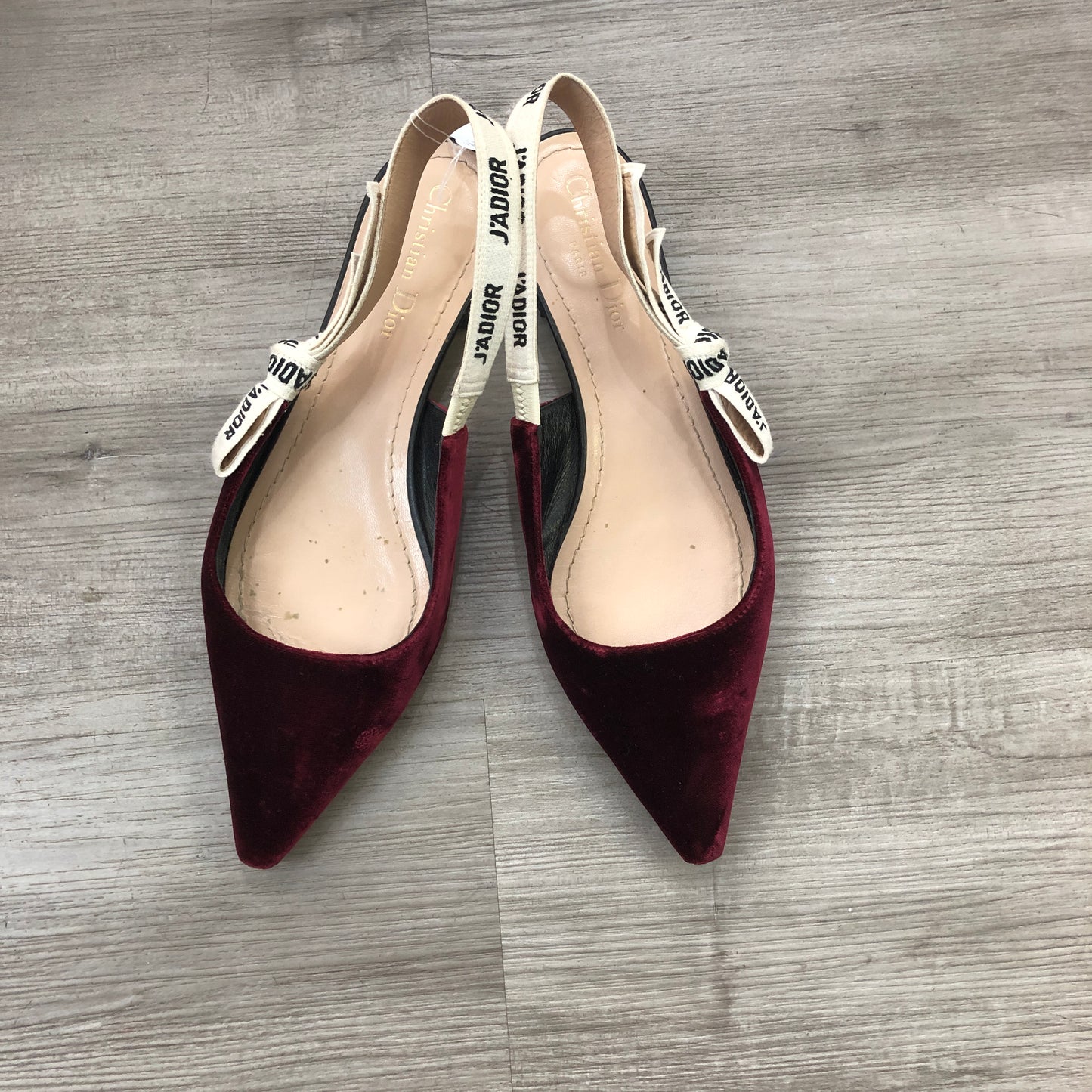 Christian Dior Women's J'Adior Velvet Slingback Pumps Size 39 Burgundy