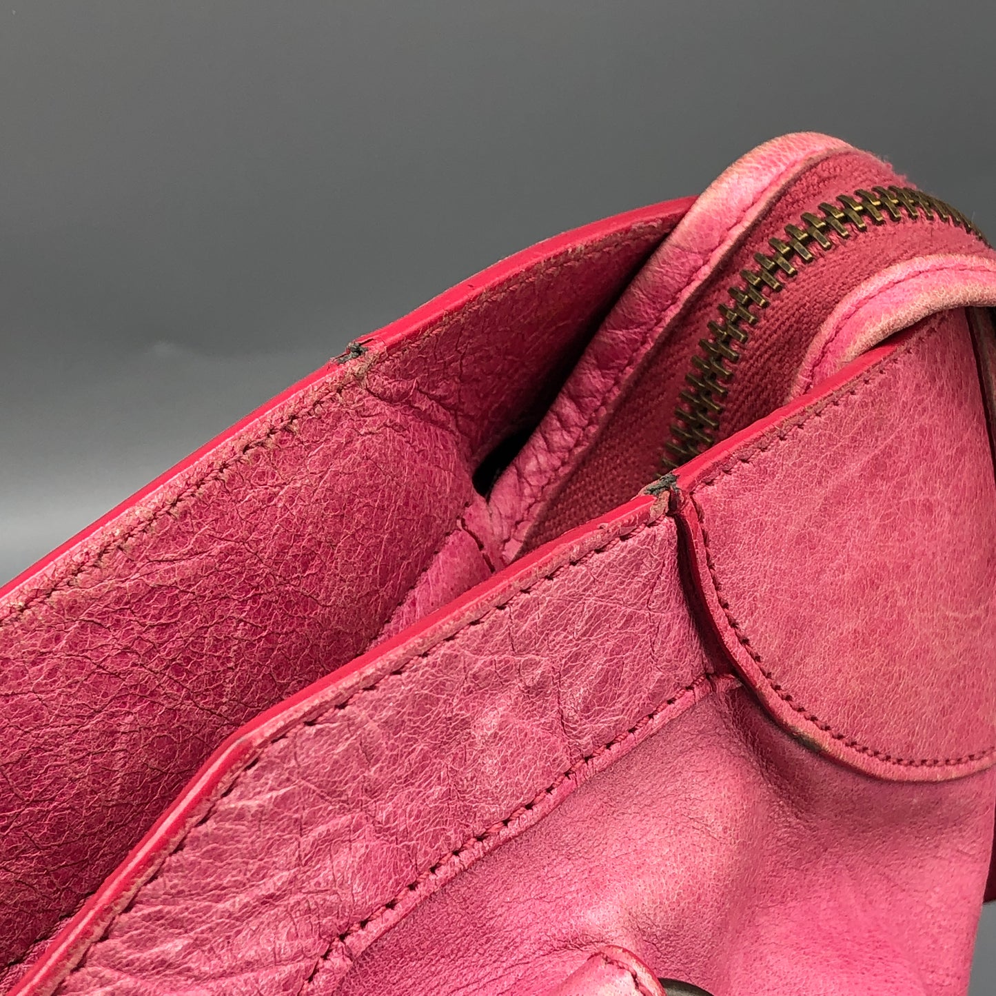 Balenciaga Pink Distressed Leather City Handbag Shoulder Bag