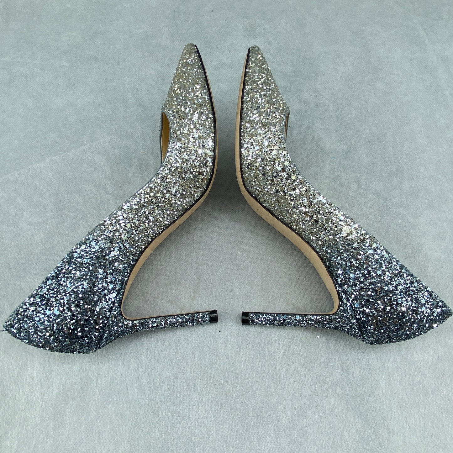 Jimmy Choo Women's Silver Glitter Pointed Toe High Heel Pumps Size 36