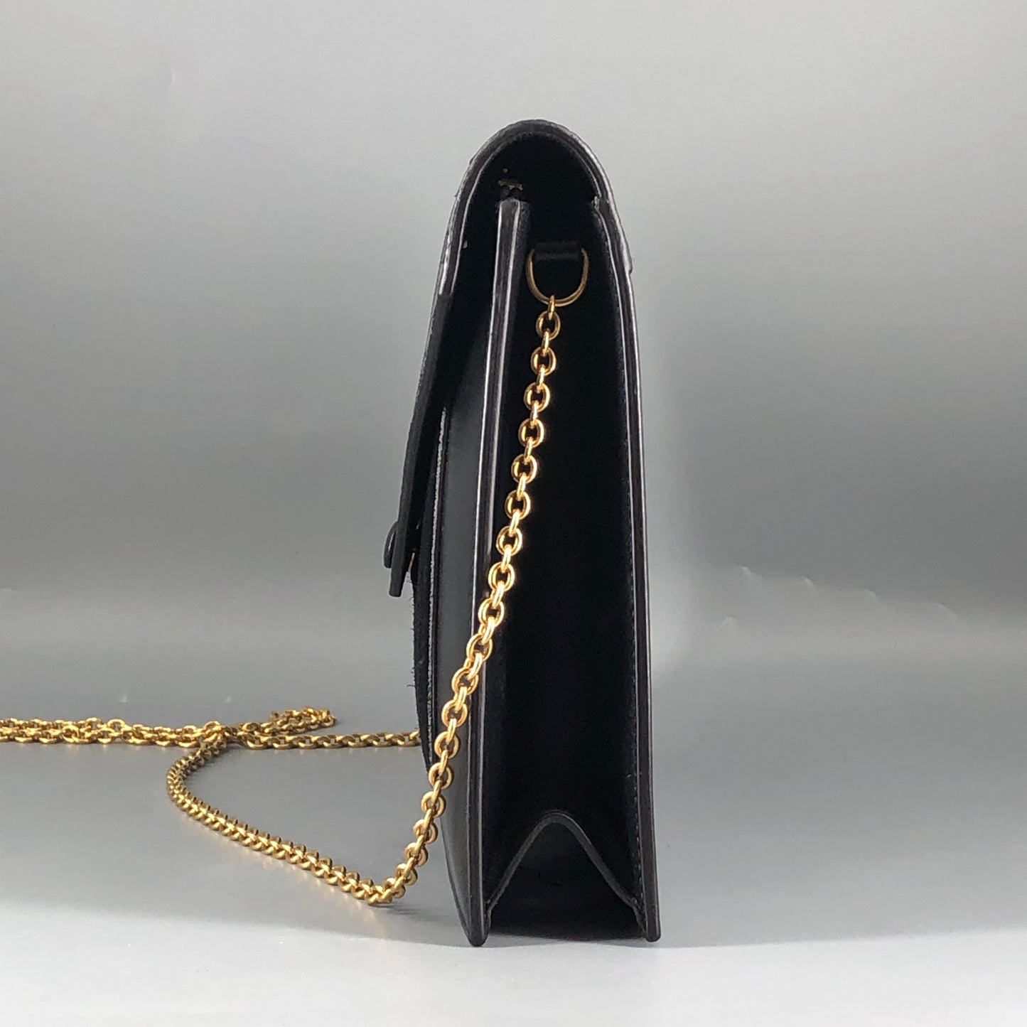 Celine Genuine Python & Smooth Calfskin Envelope Chain Shoulder Bag Black