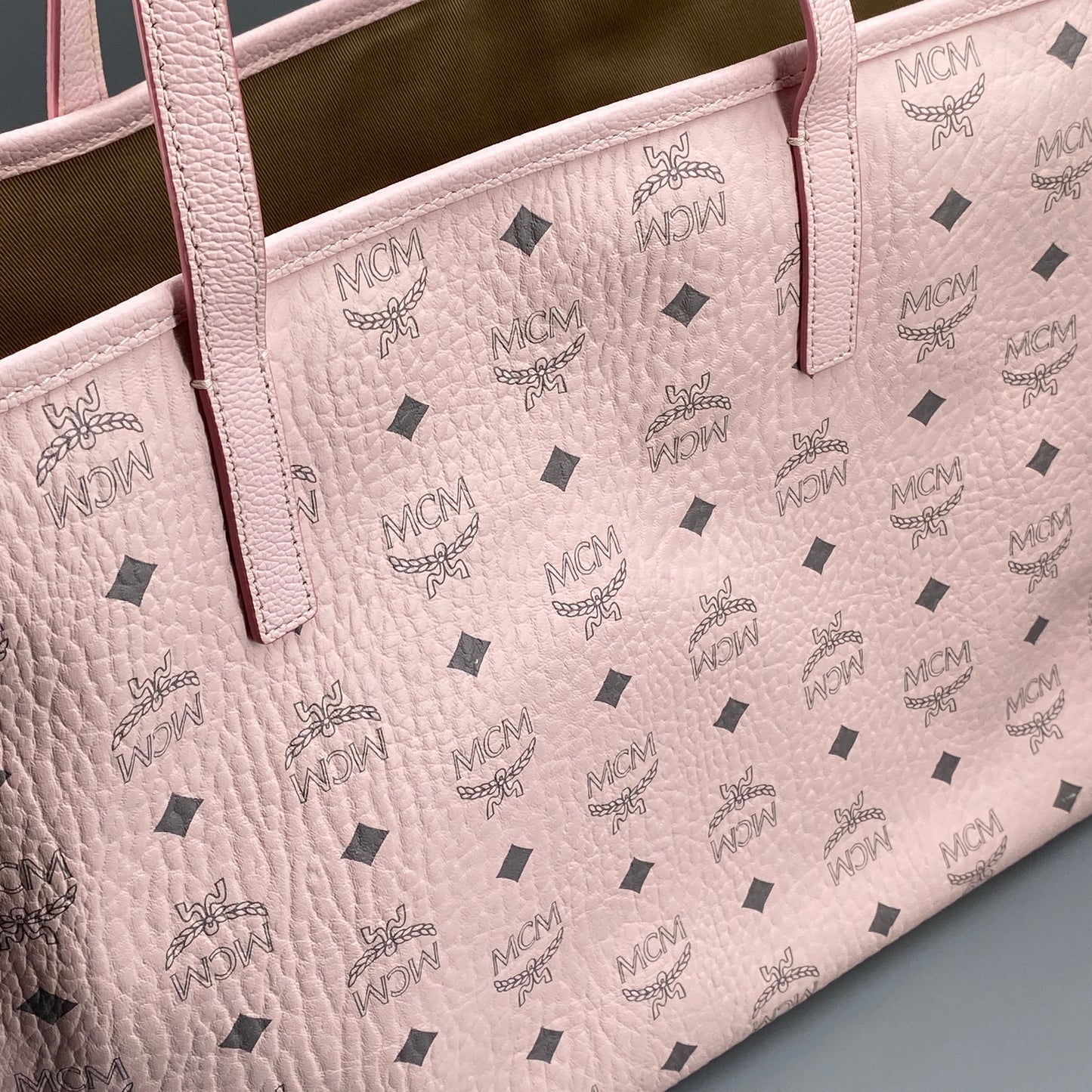 MCM Blush Pink Visetos Medium Tote Bag