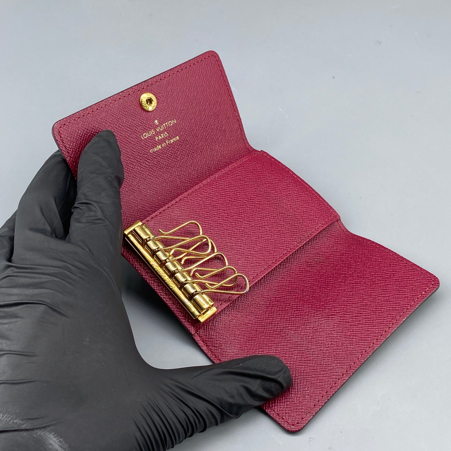 LV Monogram Canvas Red Snap Key Case