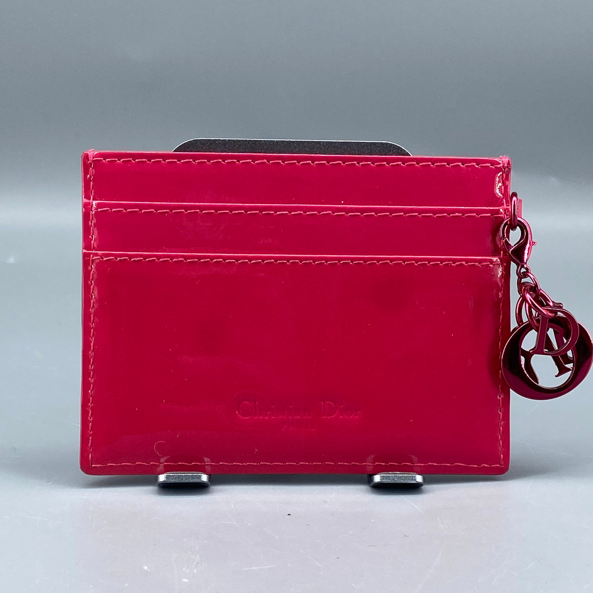 Christian Dior Cannage Patent Leather Card Holder Hot Pink