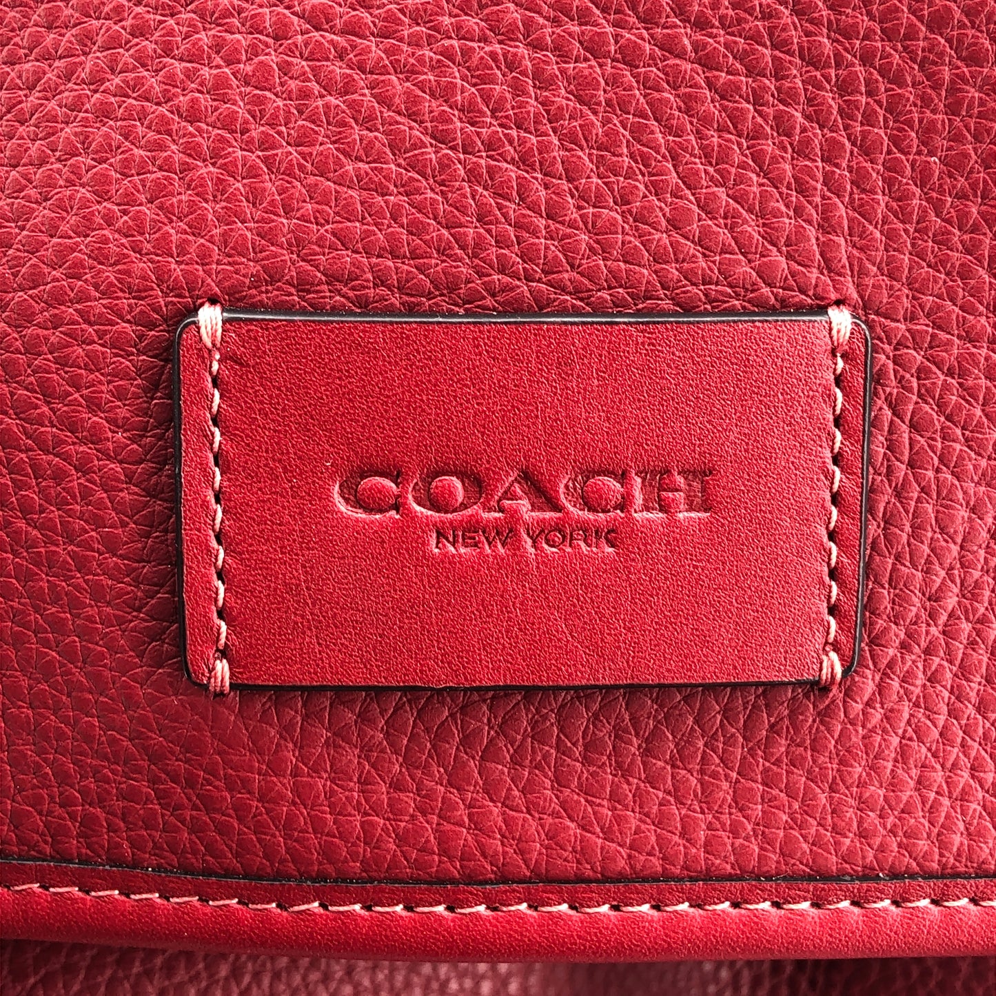 Coach Signature Canvas & Leather Flap Backpack Bag Red