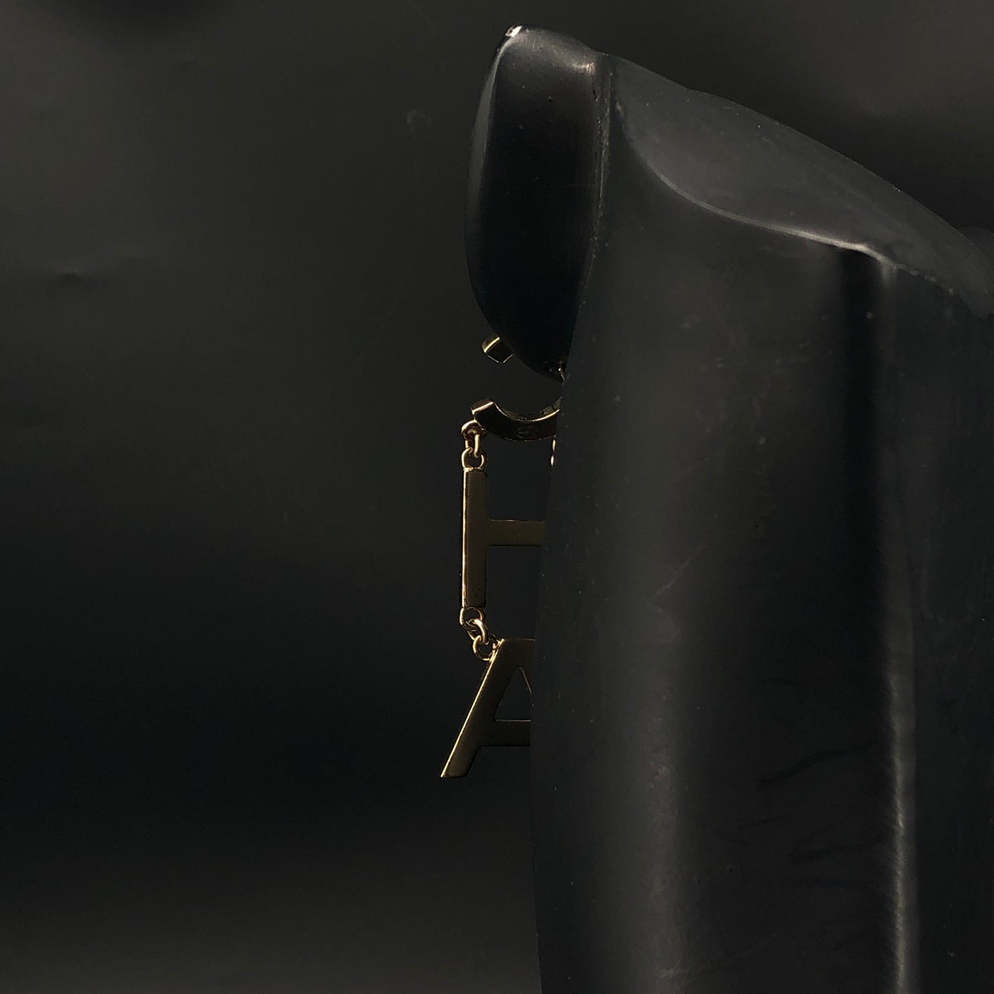 Chanel 2020 Letter Cutout Gold Tone Drop Earrings