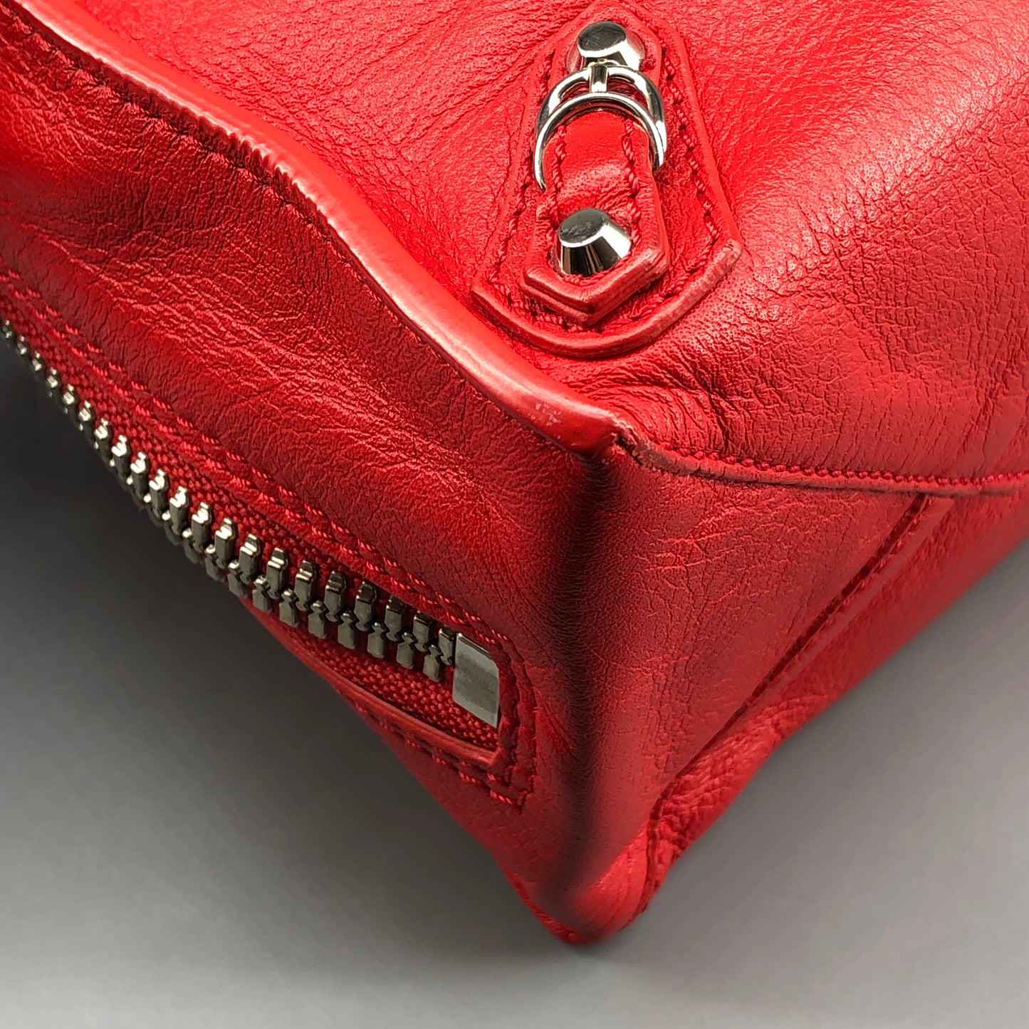 Balenciaga Mini City Lambskin Leather Handbag Red