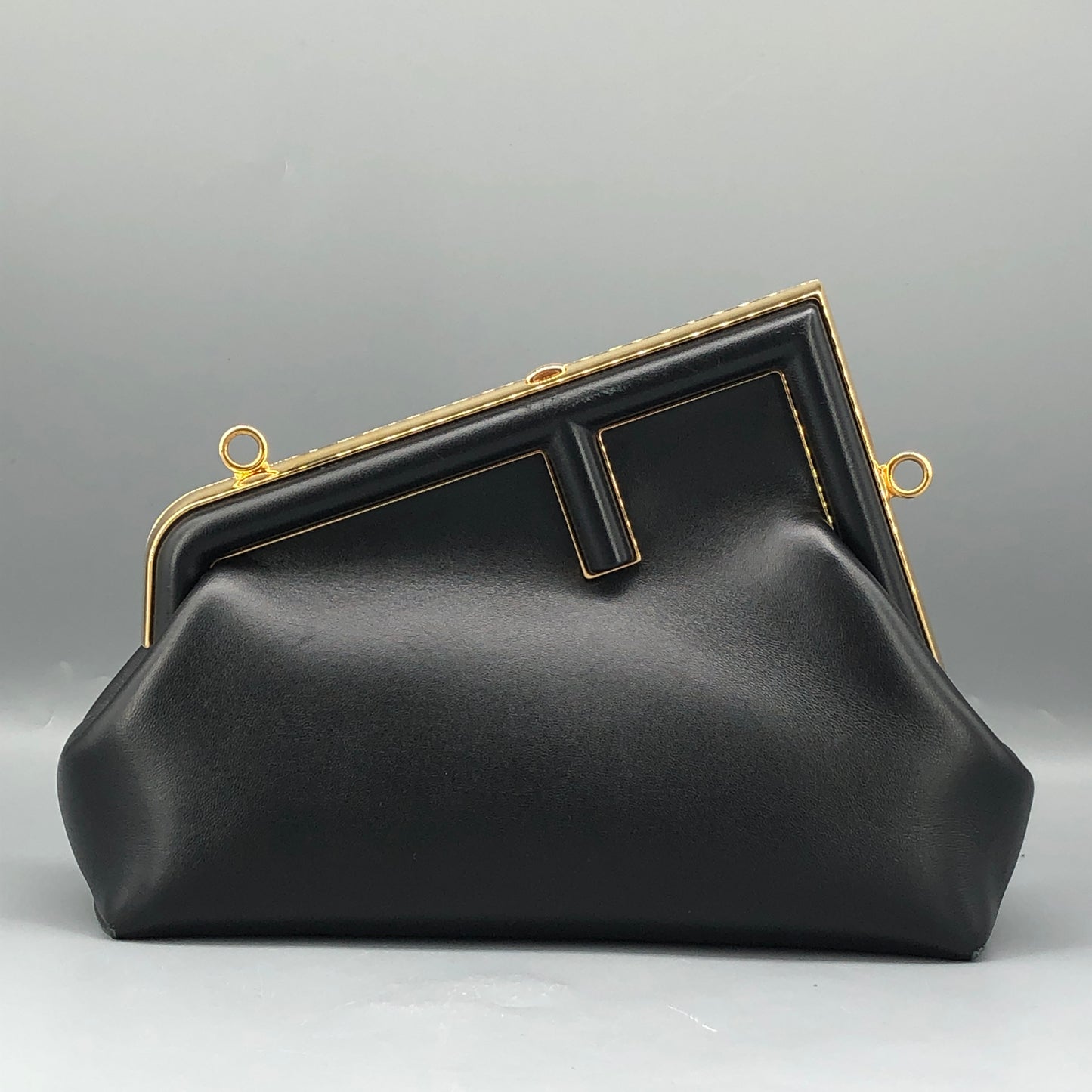 Fendi First Smooth Calfskin Clutch Crossbody Bag  Black