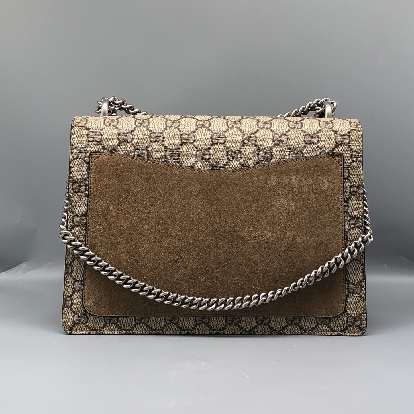 Gucci Dionysus GG Supreme Beige Suede Shoulder Bag