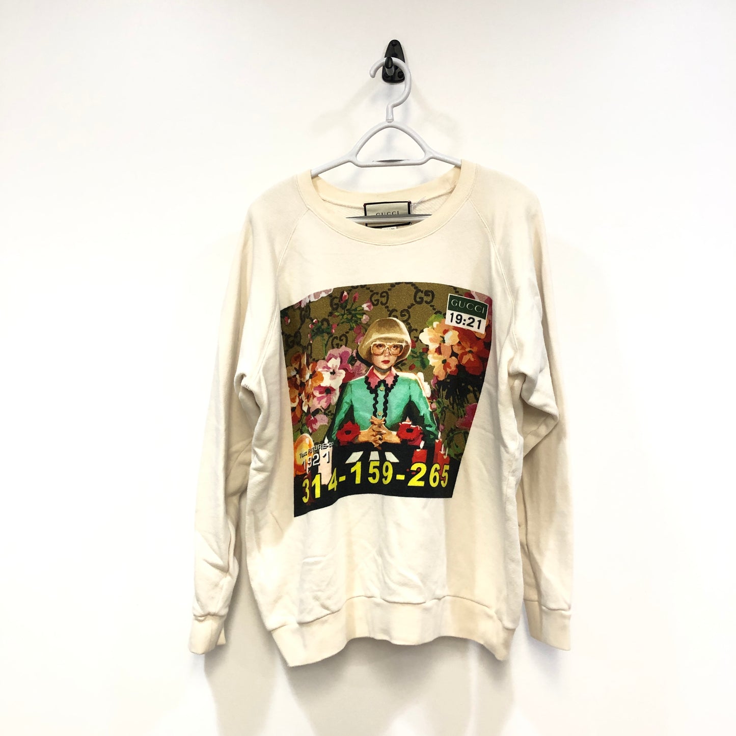 Gucci Off White Crew Neck Graphic Print Sweatshirt Size L