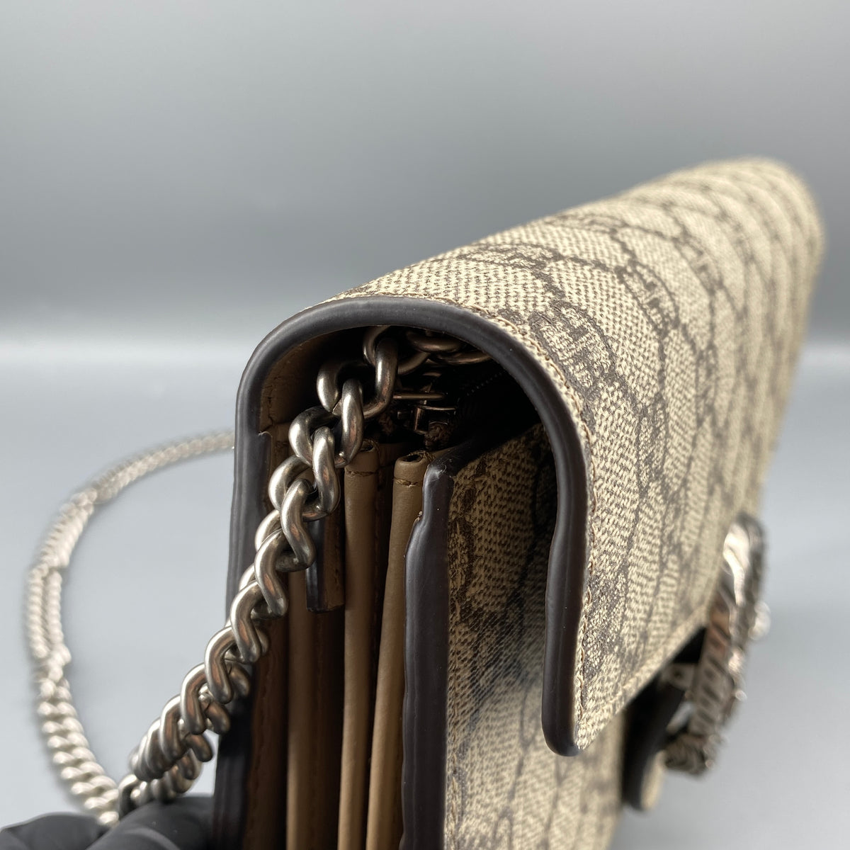 Gucci Beige GG Supreme Dionysus Chain Crossbody Bag