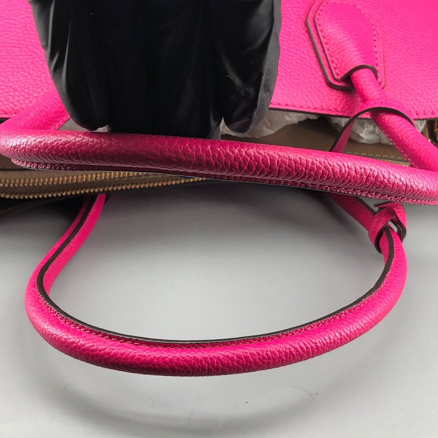 Michael Kors Pebbled Leather Tote Shoulder Hand Bag Hot Pink