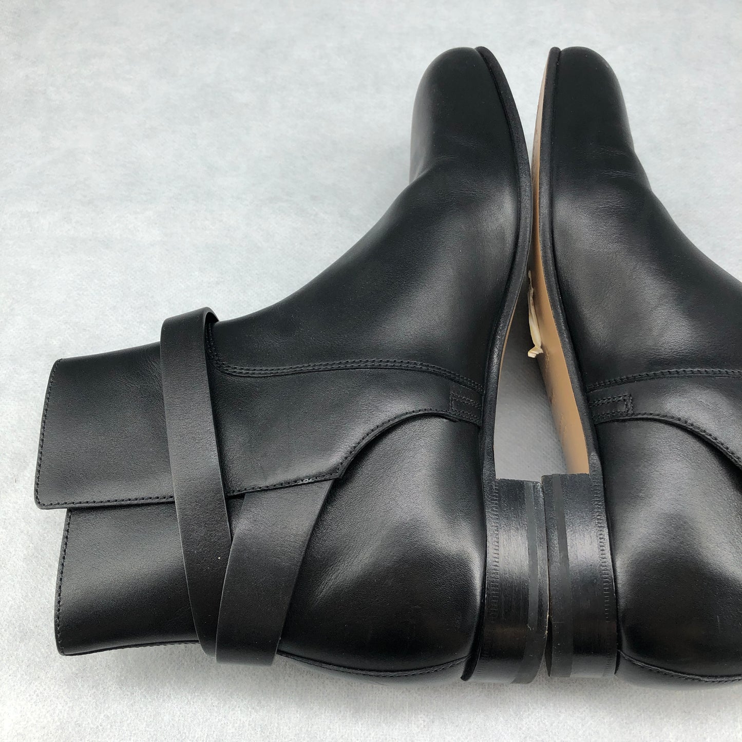 Hermes Black Leather Ankle Boots Size 36.5