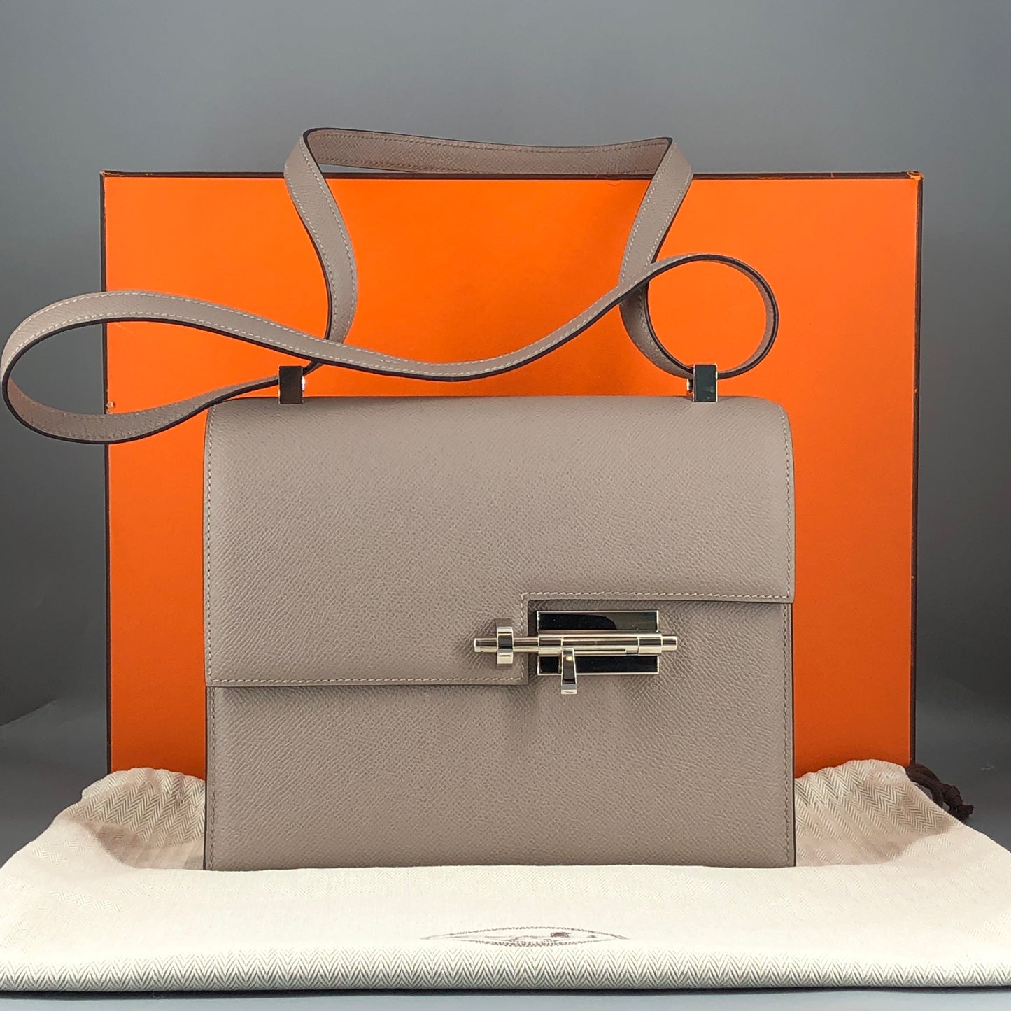 Hermes 2017 Verrou 23cm Bag Asphalt Grey