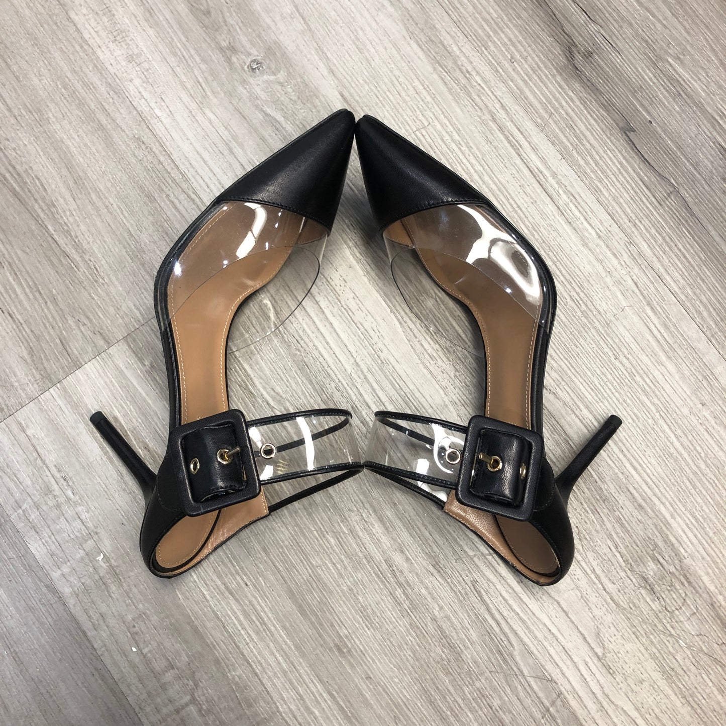 Aquazzura Pointed-Toe PVC & Leather Ankle-Strap Pumps 36 black