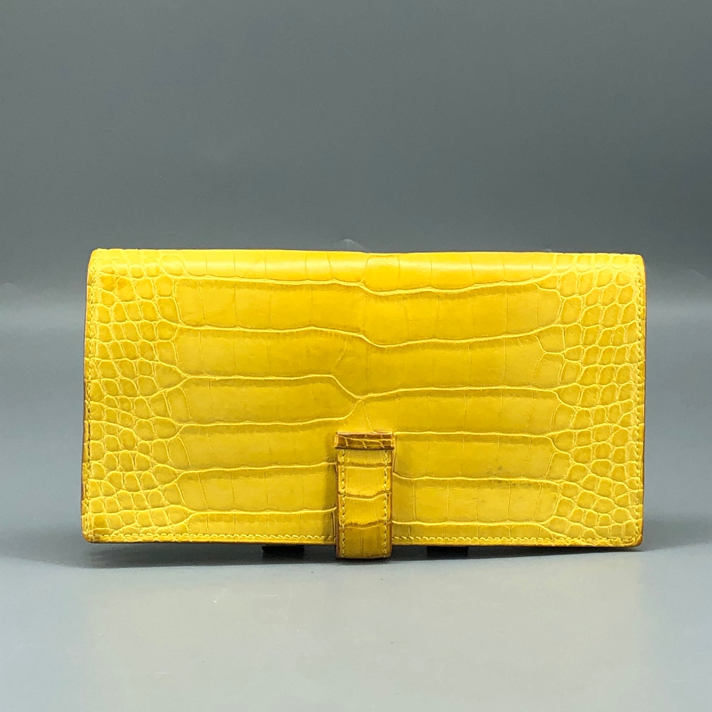 Hermes 2011 Bearn Alligator Long Wallet Yellow