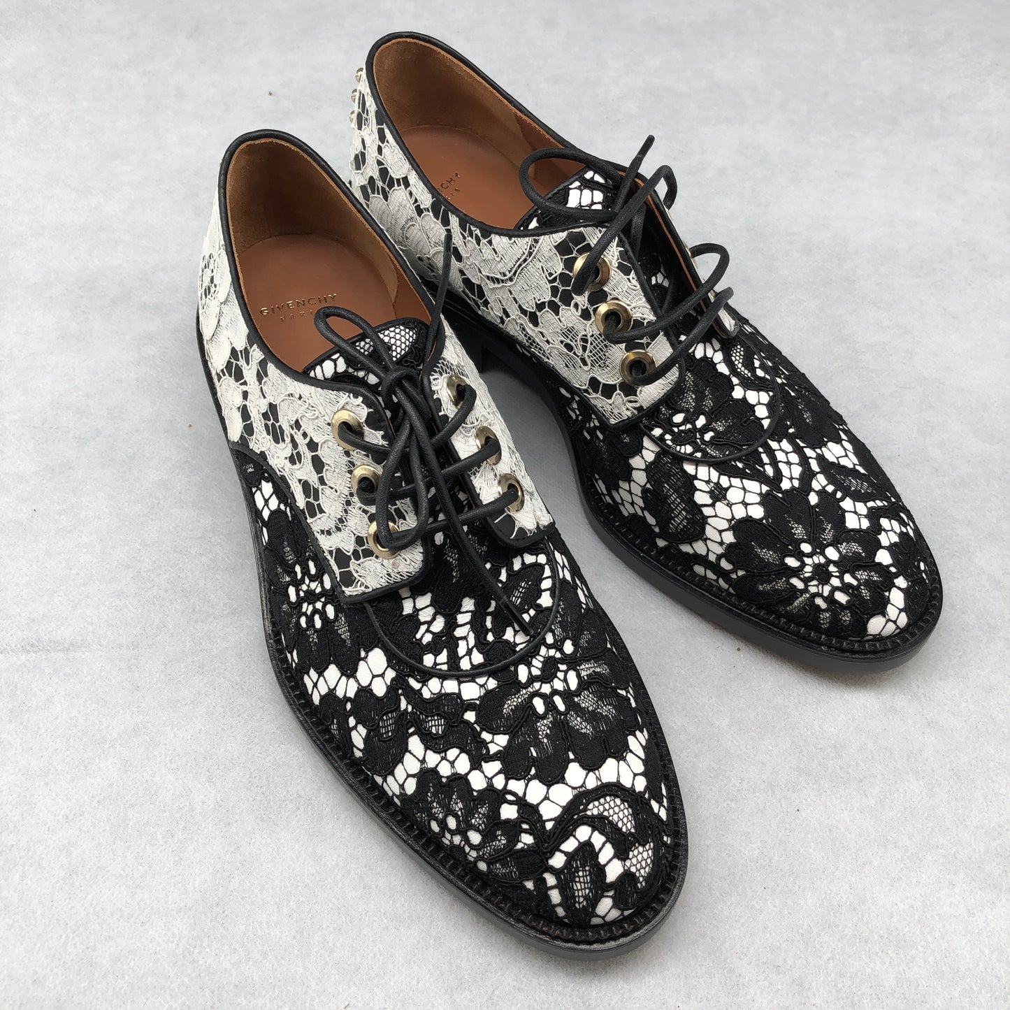 Givenchy Women's Black & White Patterned Derby Shoes shoes 37