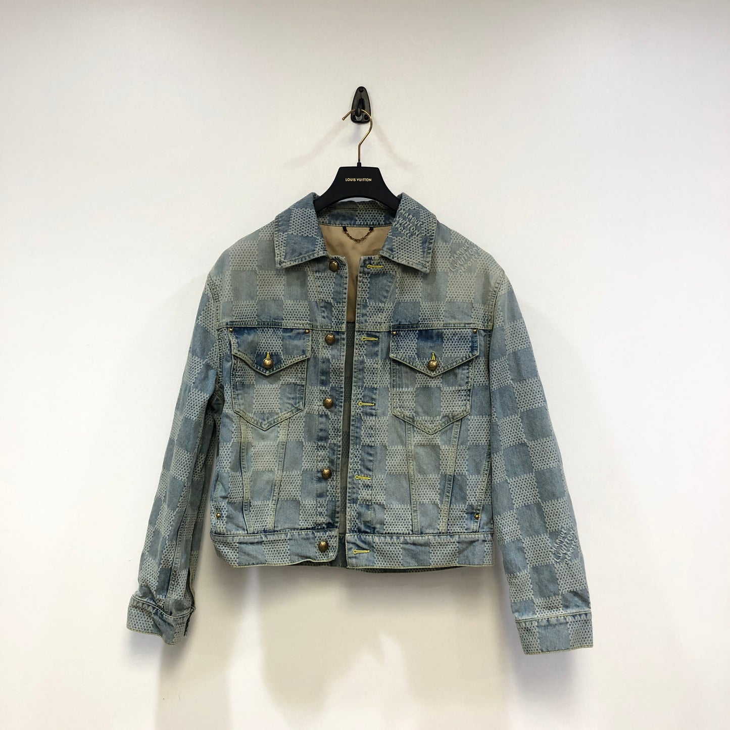 Louis Vuitton Blue Damier Denim Jacket Size 46