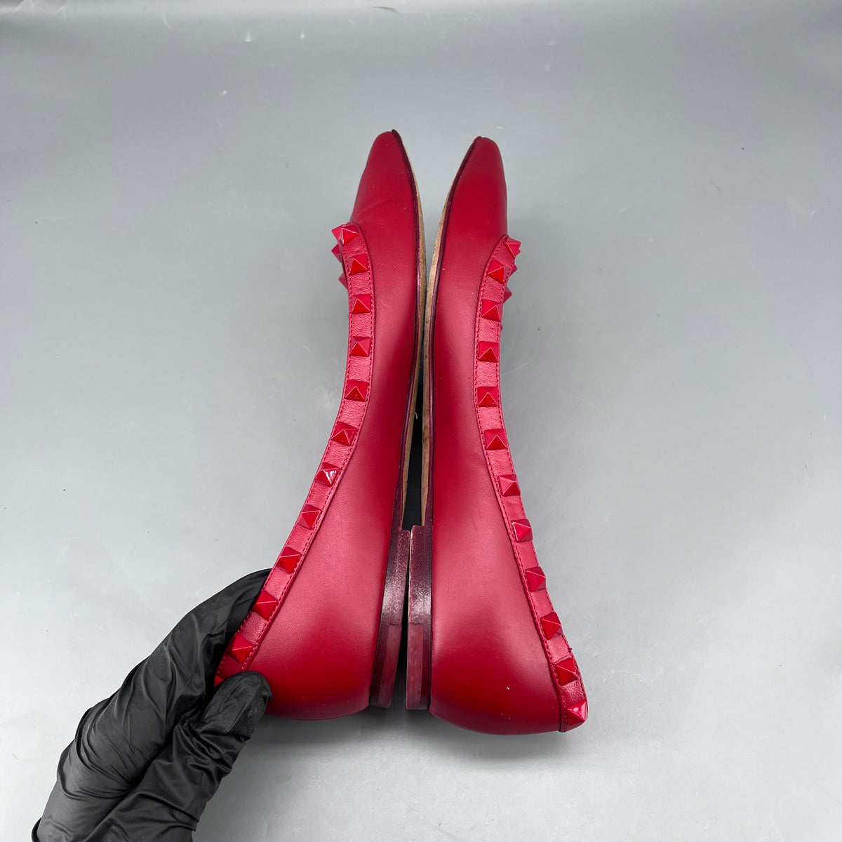 Valentino Red Leather Rockstud Pointed Toe Pumps size 37