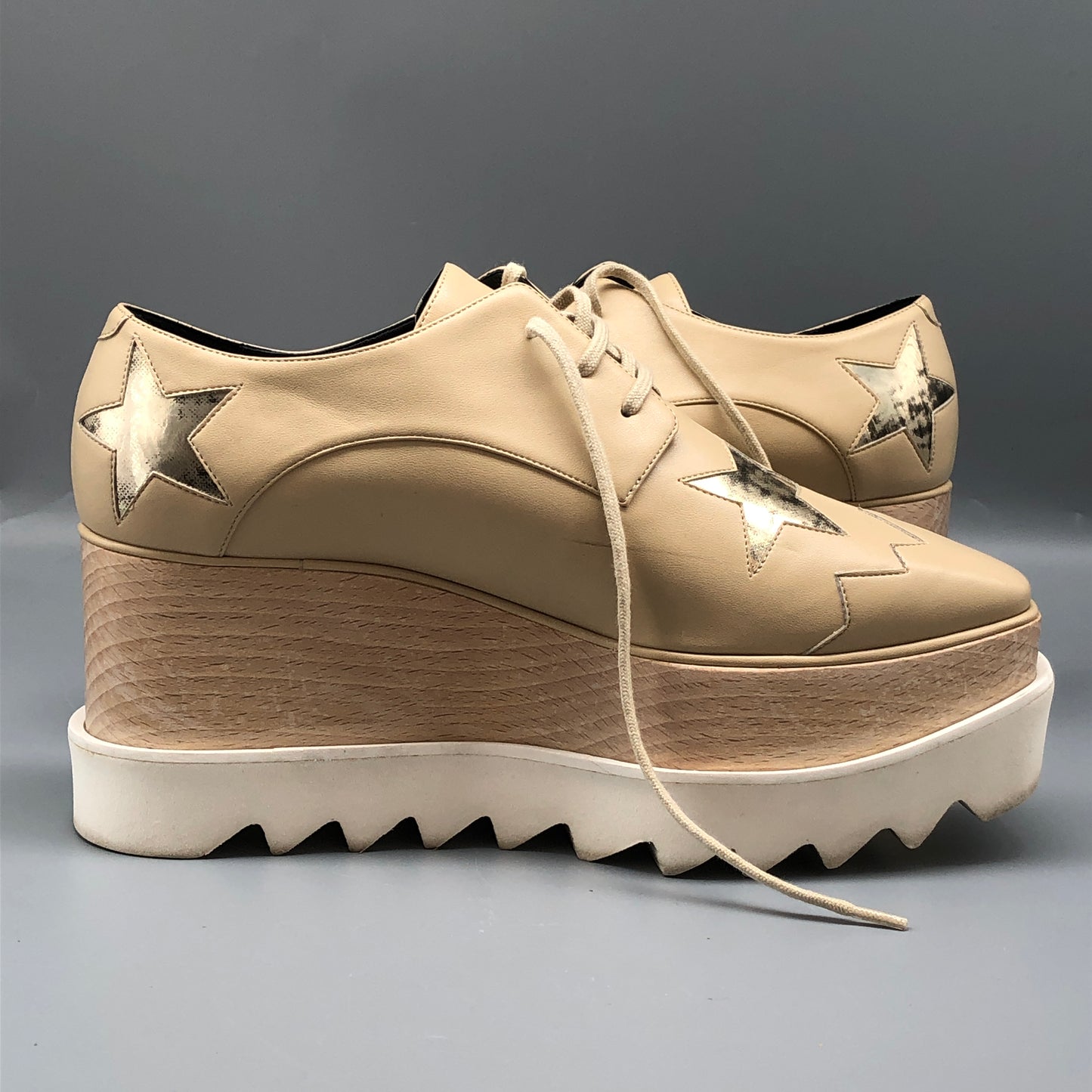 Stella McCartney Nude Star-Embellished Platform Sneakers Women's Shoes Size 36