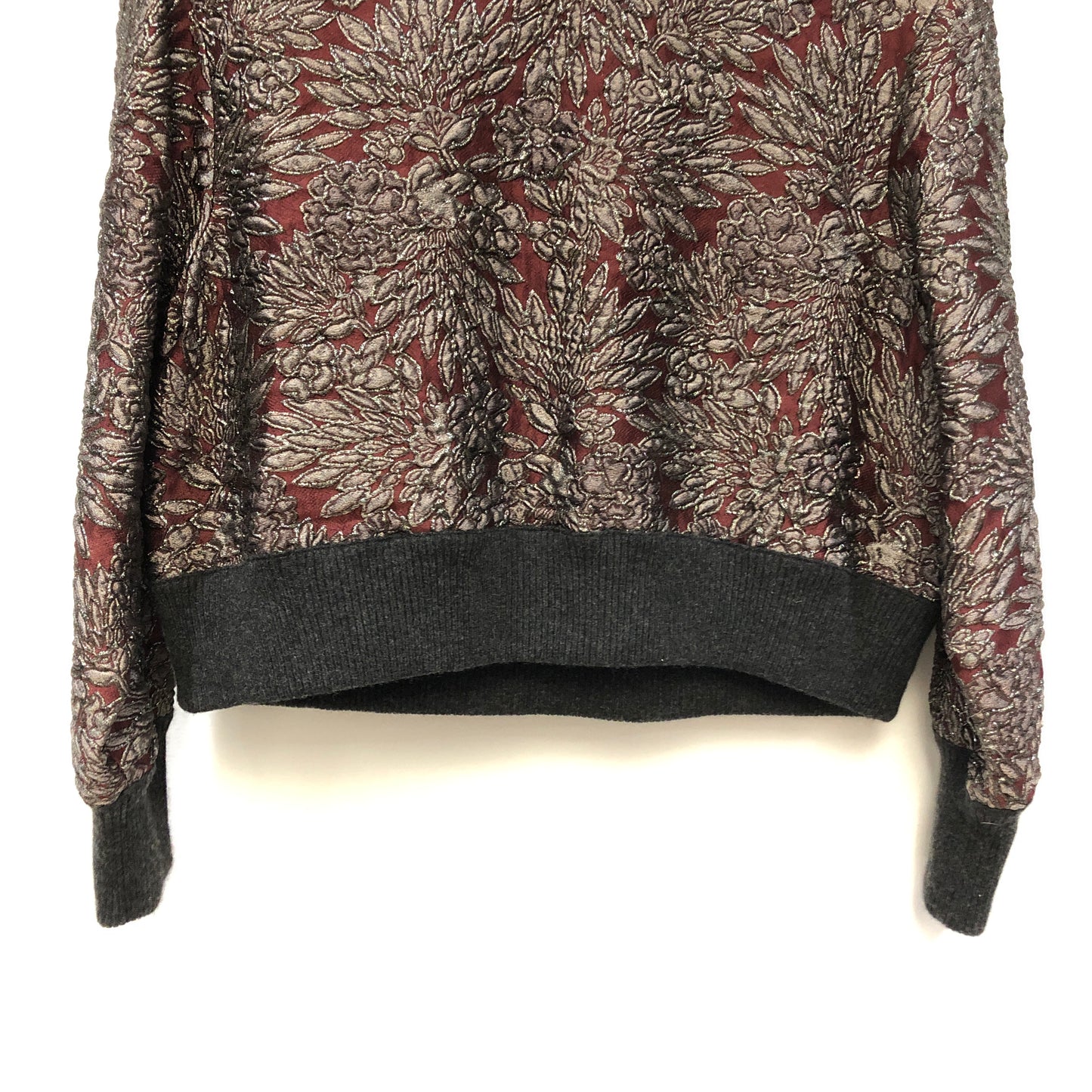 Dolce & Gabbana Claret Grey Black Jacquard Long Sleeve Knit Top Size 36