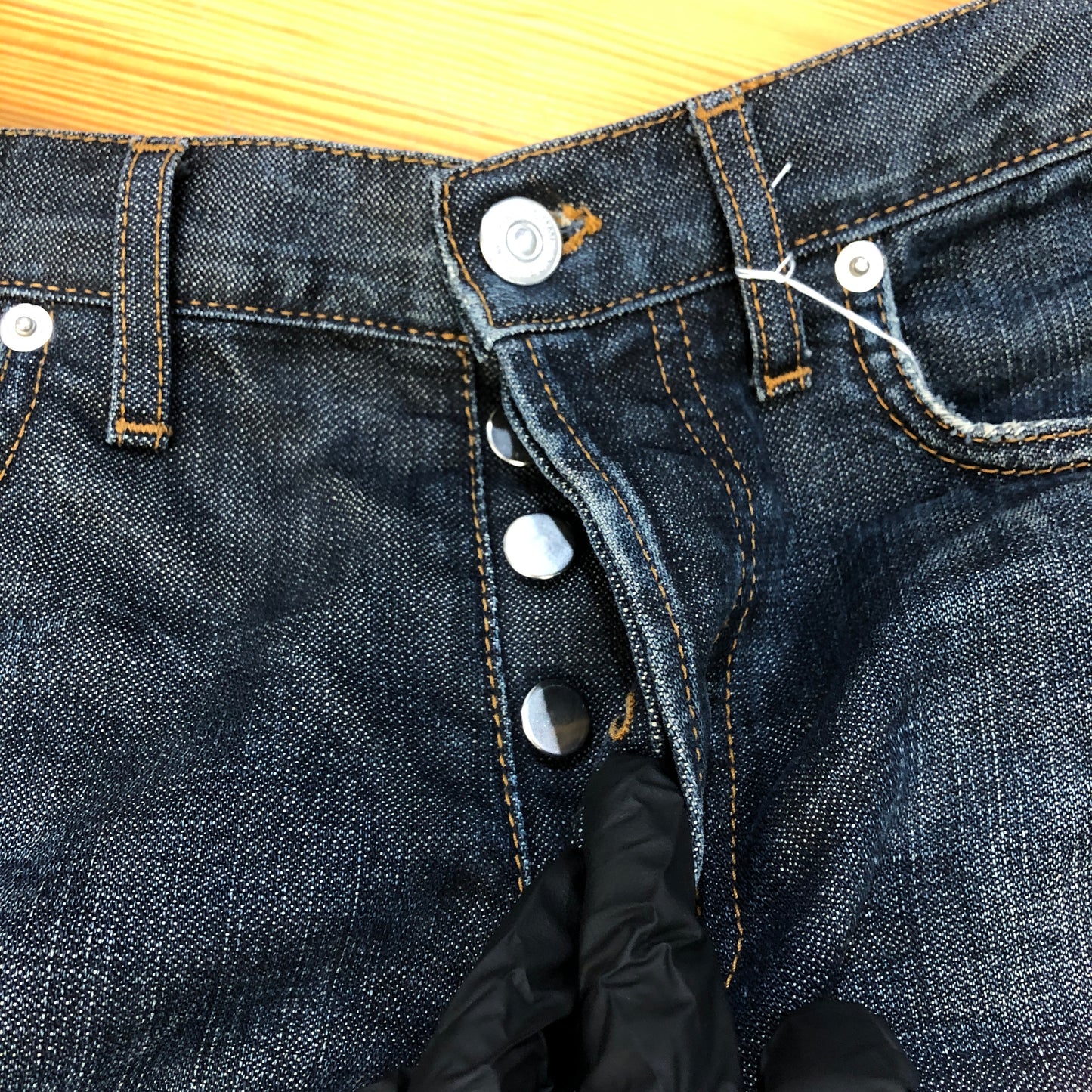 Christian Dior Dark Navy Distressed Straight Leg Denim Jeans Size 30