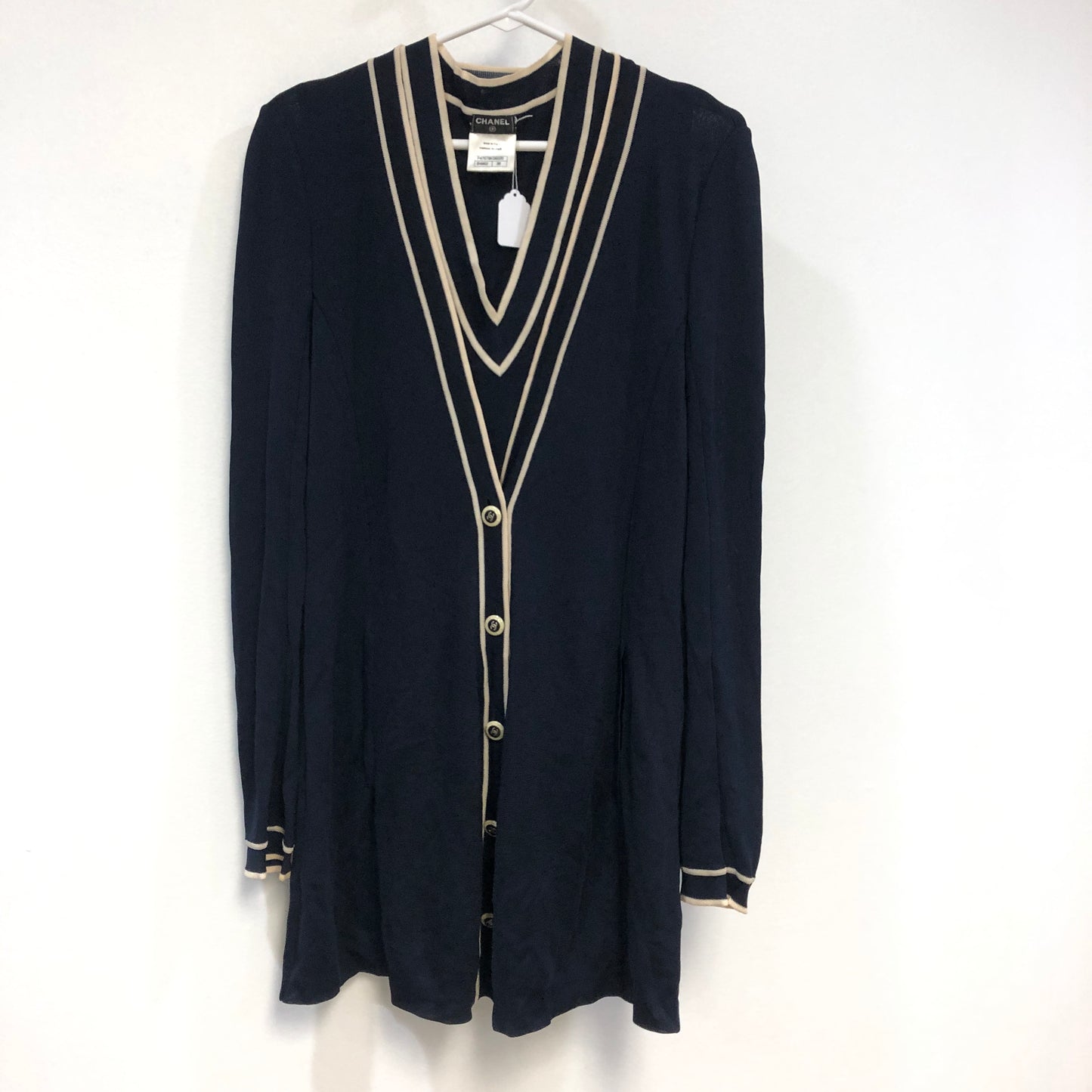 Chanel Black Cardigan with Attached Vest Size 36