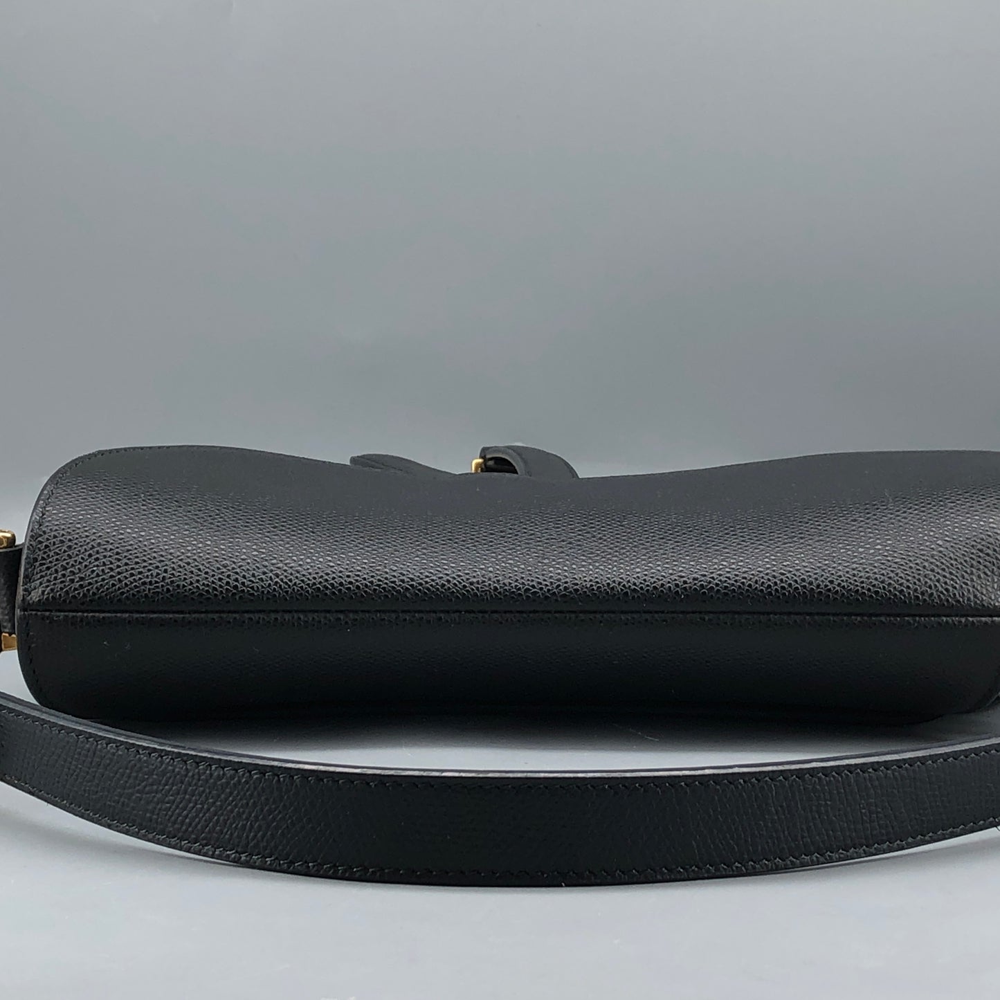 Christian Dior Saddle Medium Grained Calfskin Shoulder Bag  Black + Extra Strap