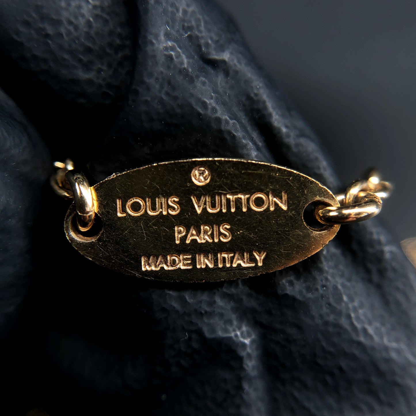Louis Vuitton Gold Tone Full Crystal V Pendant Necklace