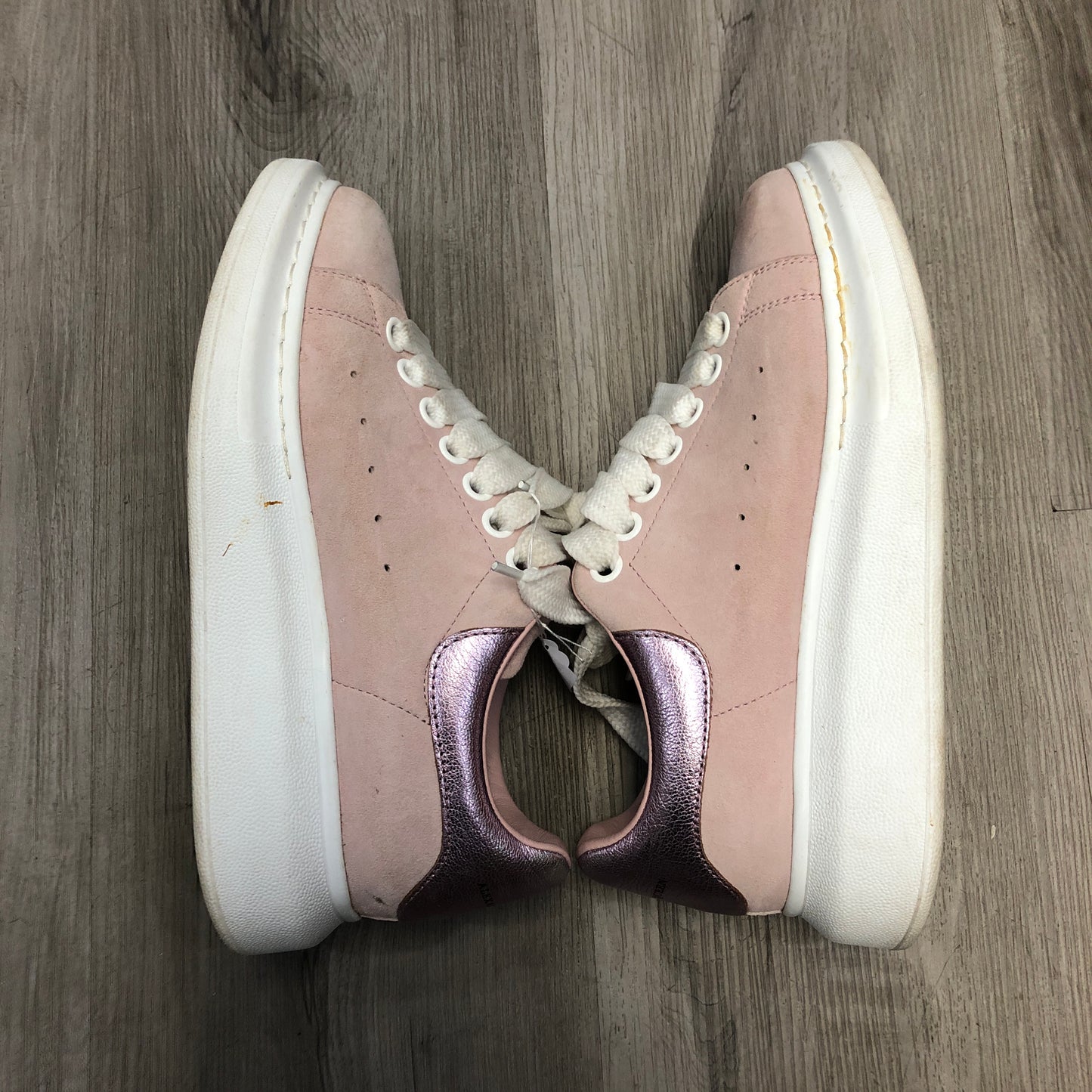 Alexander McQueen Women's Oversized Platform Leather Sneaker Shoes 37 Pink White