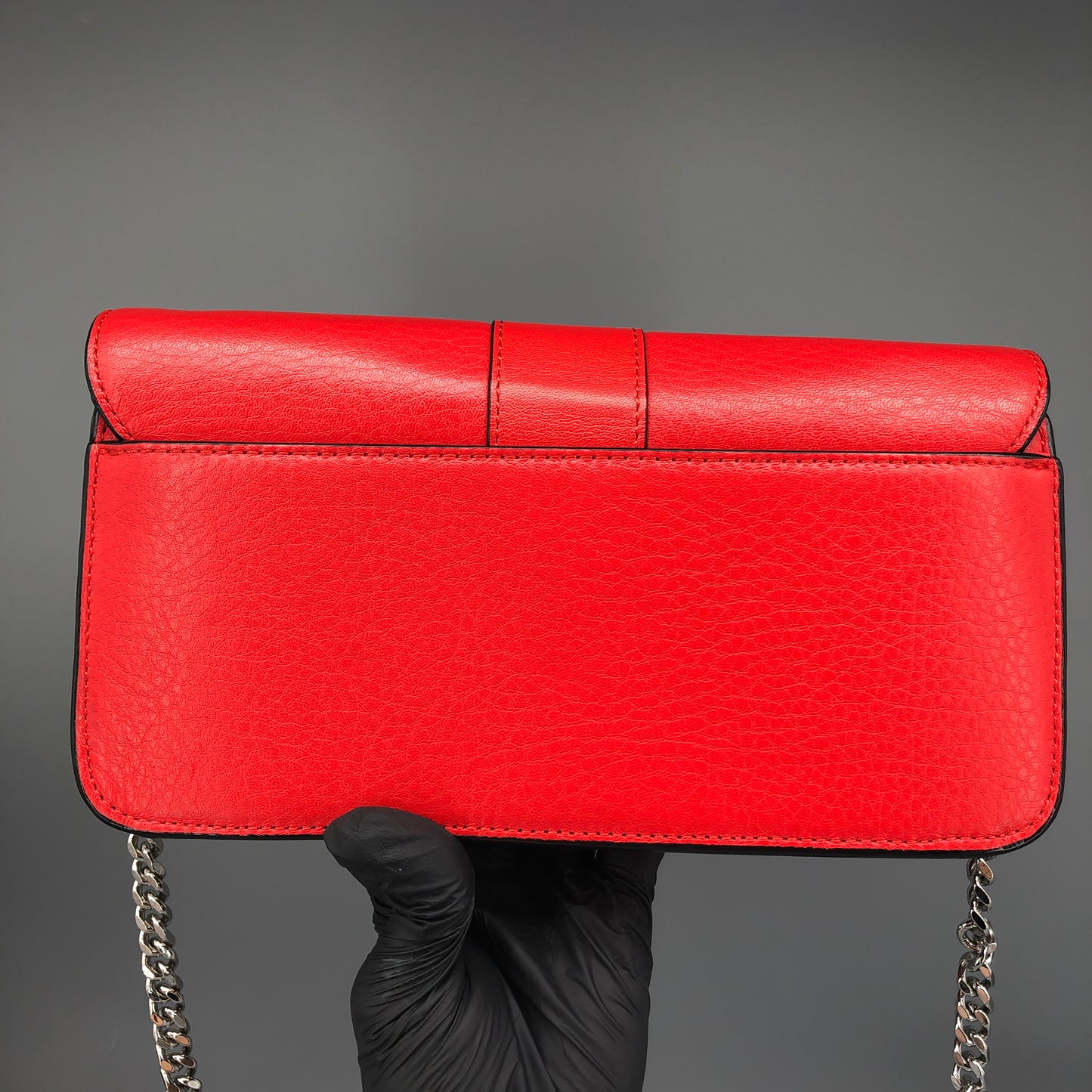Mackage Red Leather Chevron Metal Logo Flap Crossbody Bag