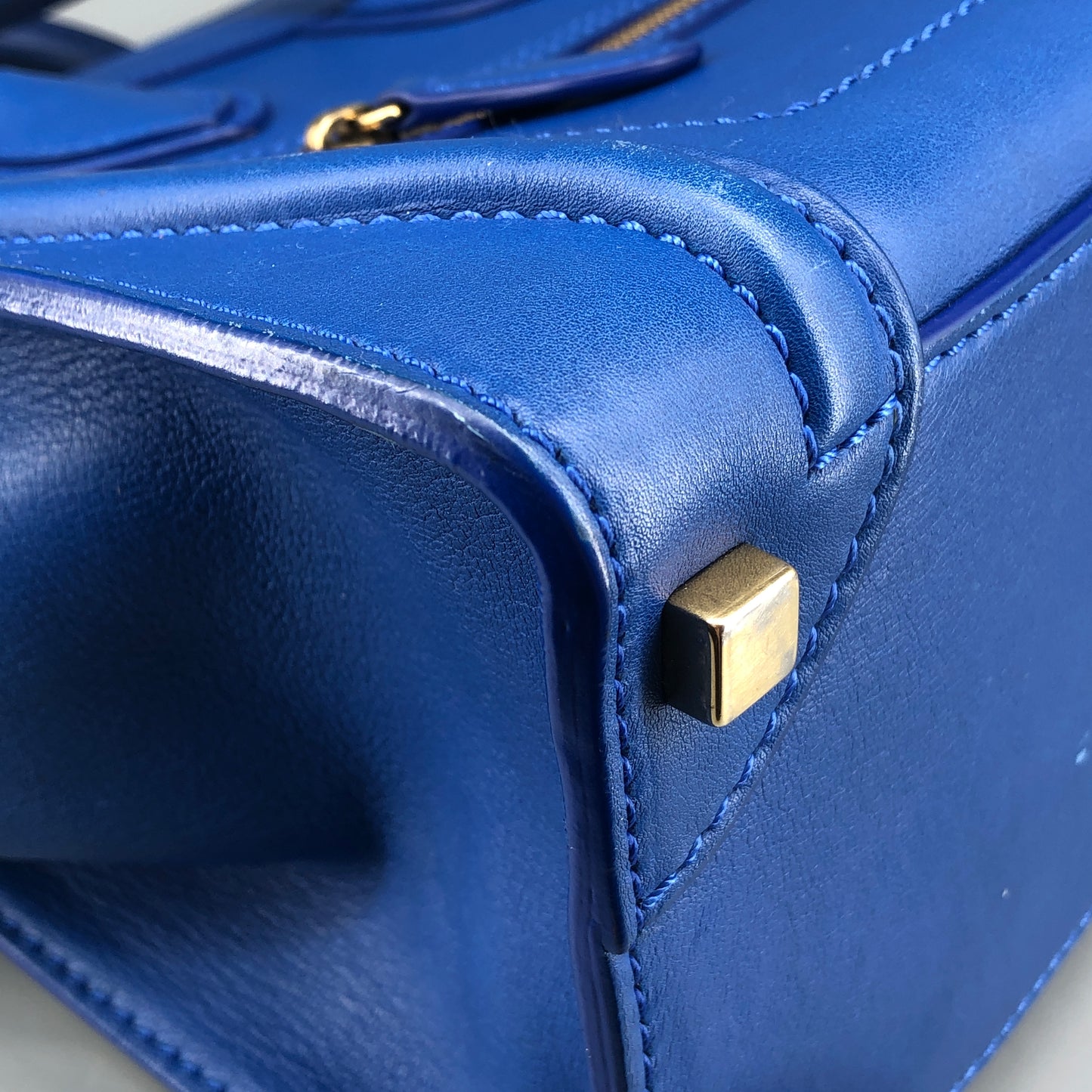 Celine Royal Blue Smooth Leather Luggage Handbag