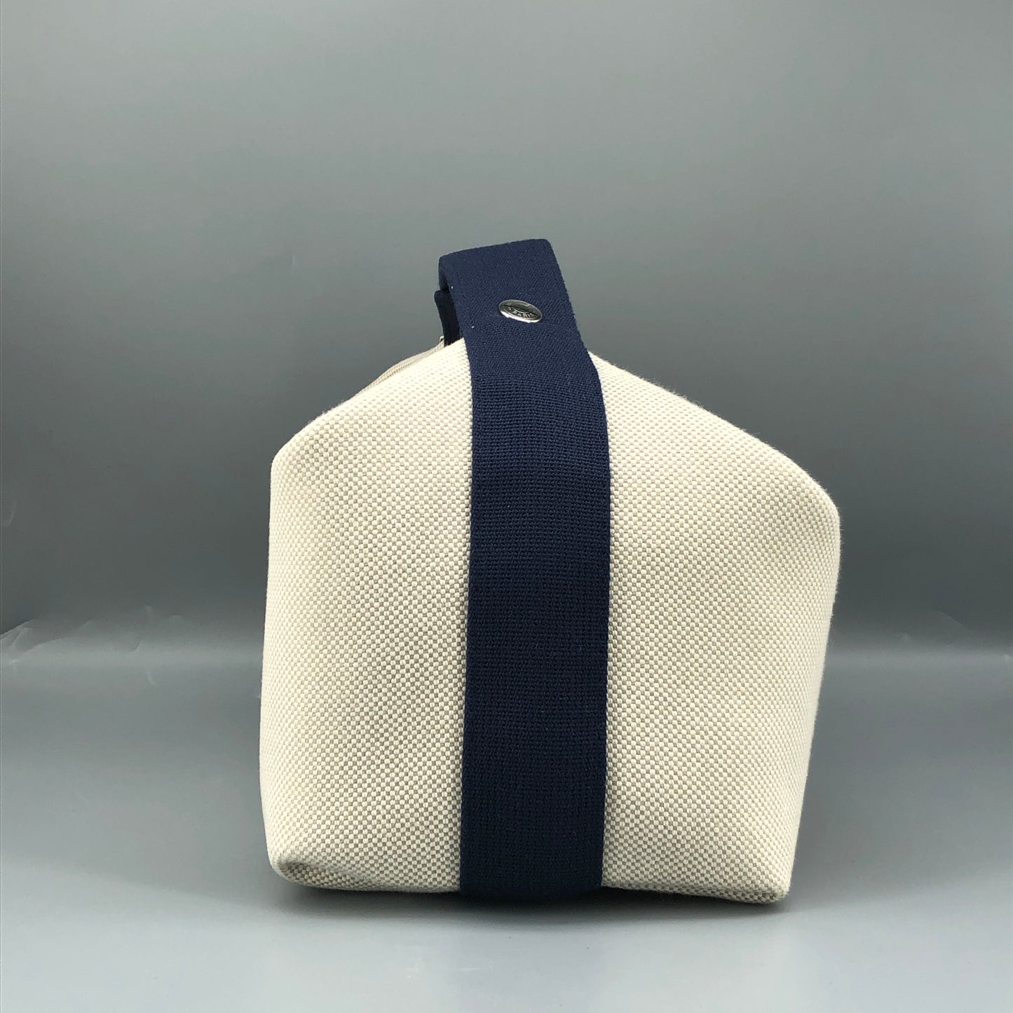 Hermes Bride A Brac Canvas Cosmetic Hand Bag Cream Navy