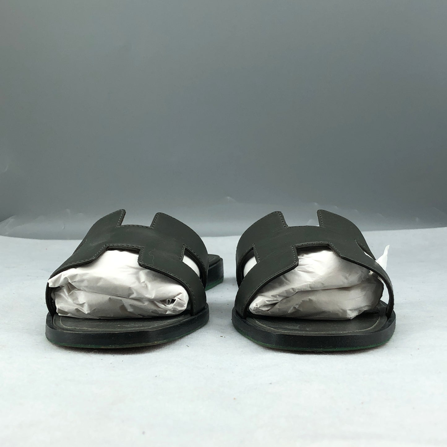 Hermes Oran Sandals Black Leather Women’s Size 38