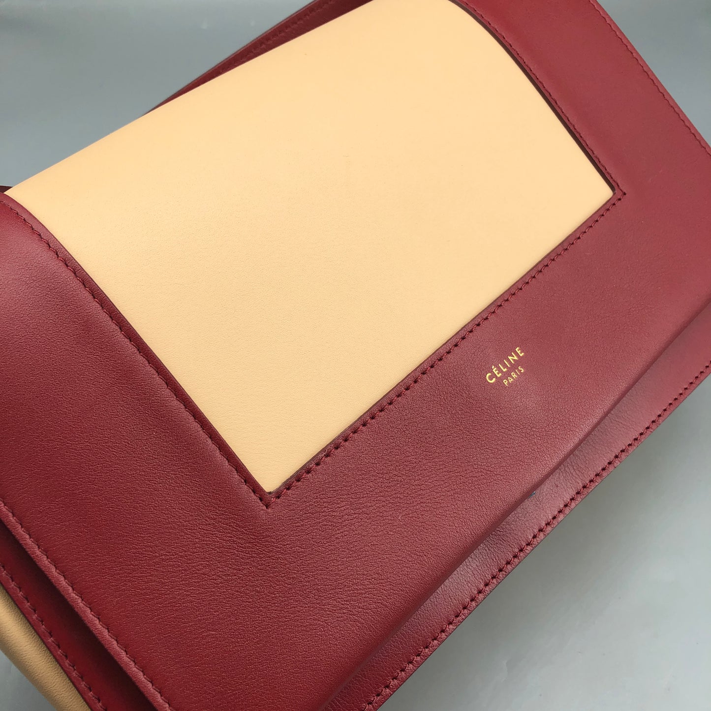 Celine Beige & Wine Color  Medium Frame Shoulder Bag