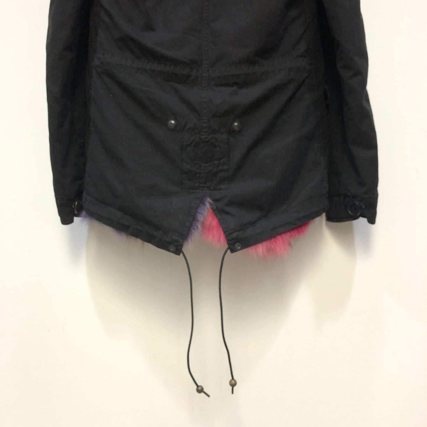 Mr & Mrs Black Fur‑Trim Hooded Parka Jacket Size XS