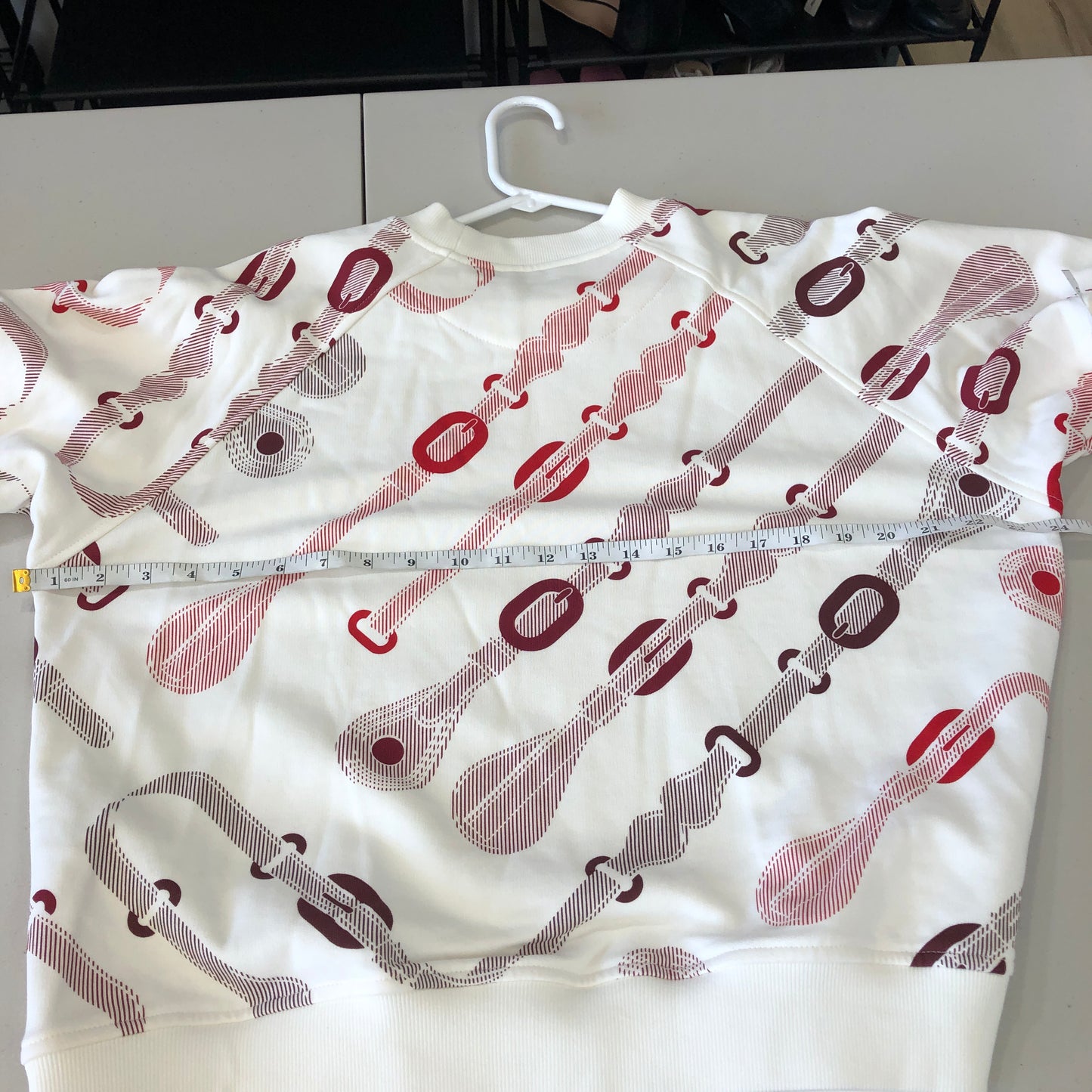 NWT Hermes Women's Printed Cotton Crewneck Sweatshirt Size 44 White/Red