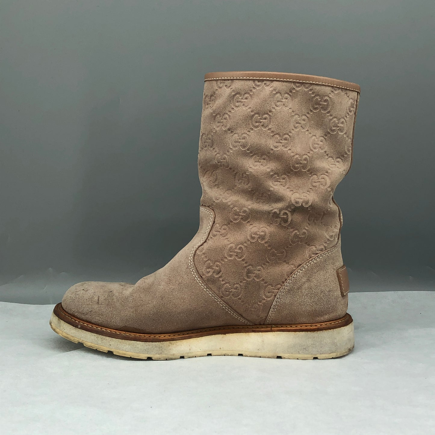 Gucci Taupe Pink Suede Mid-Calf Boots Size 36