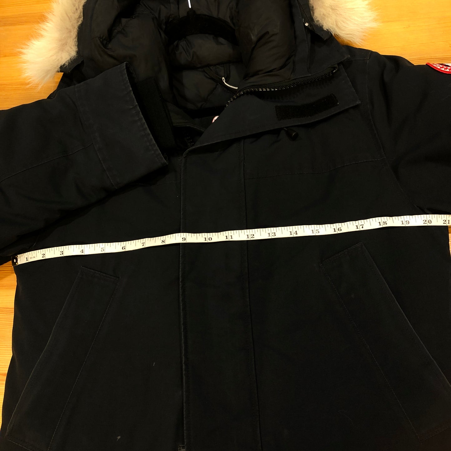 Canada Goose Black Fur‑Trim Hooded Parka Jacket Size S