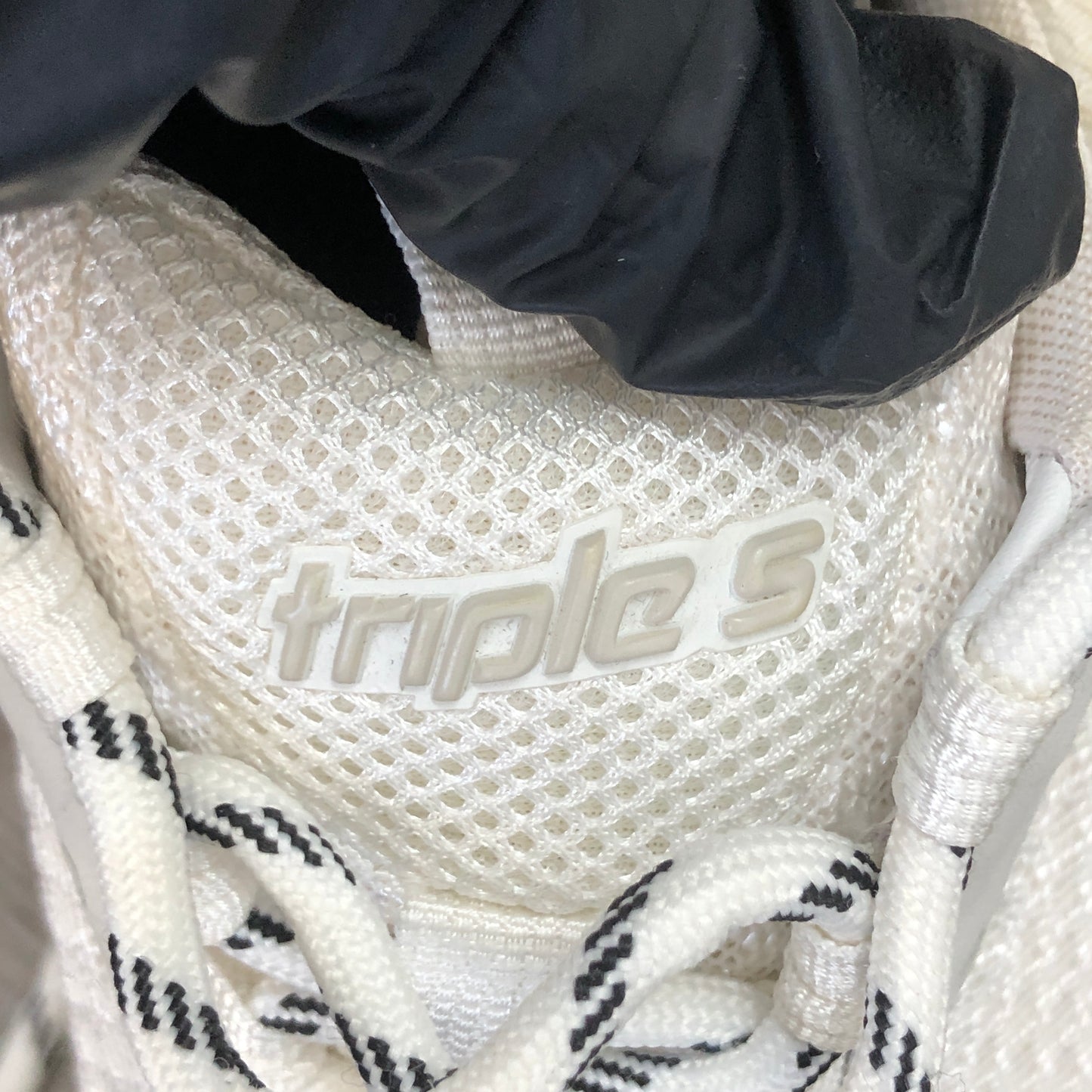 Balenciaga Women's Triple S Mesh Leather Chunky Sneaker Shoes 35 White Cream Two-Tone
