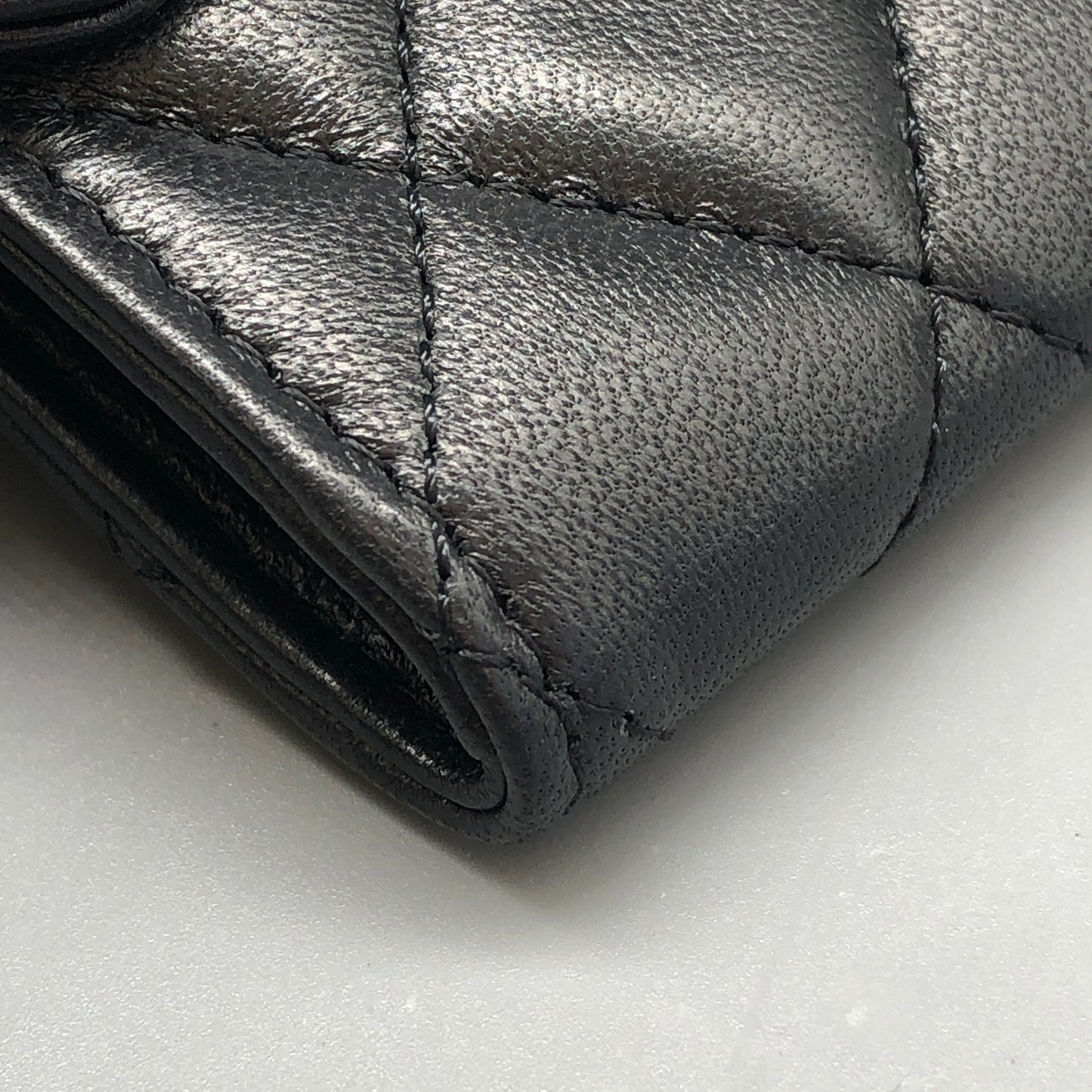 Chanel Black Quilted Lambskin Compact Wallet